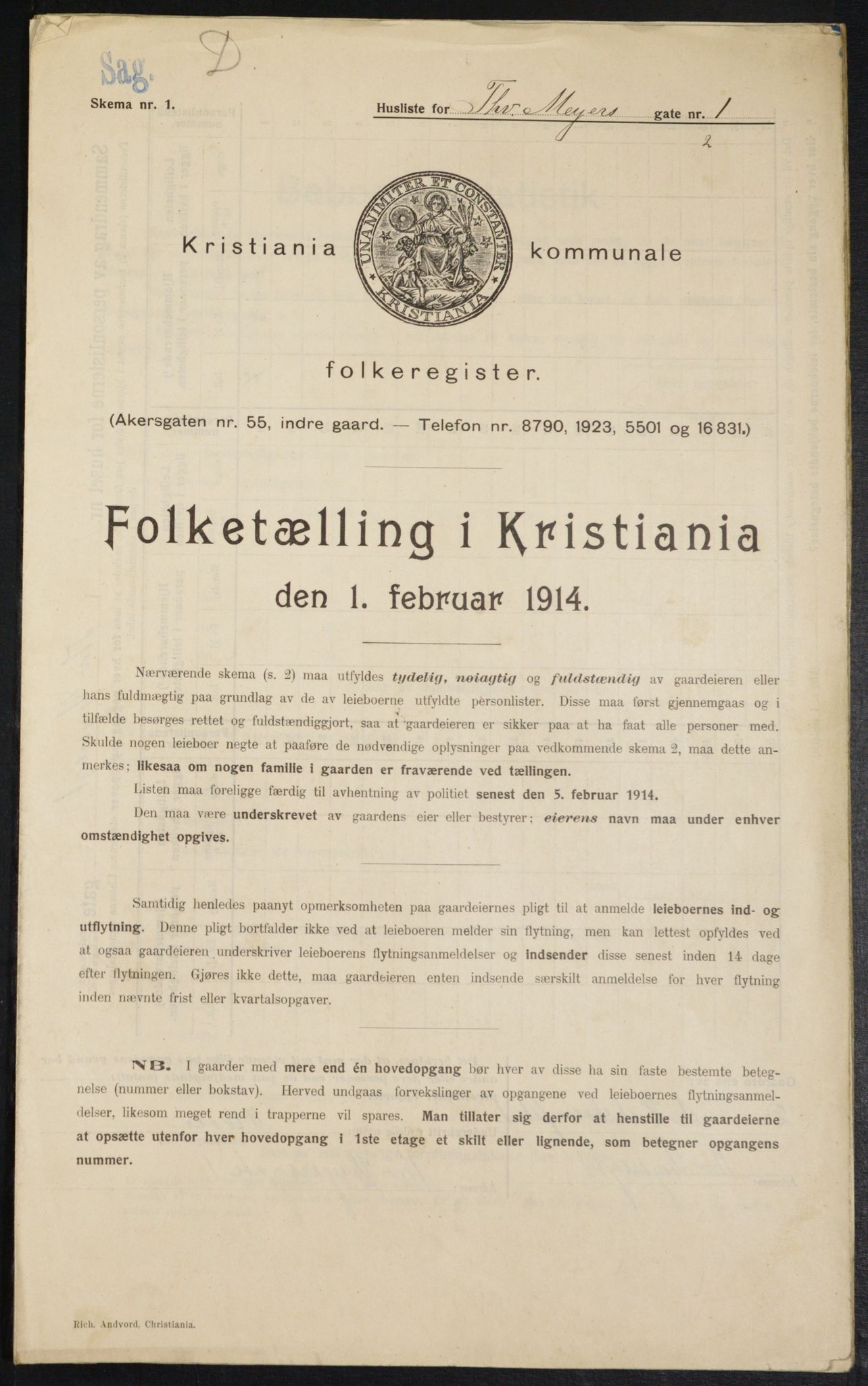 OBA, Kommunal folketelling 1.2.1914 for Kristiania, 1914, s. 110421