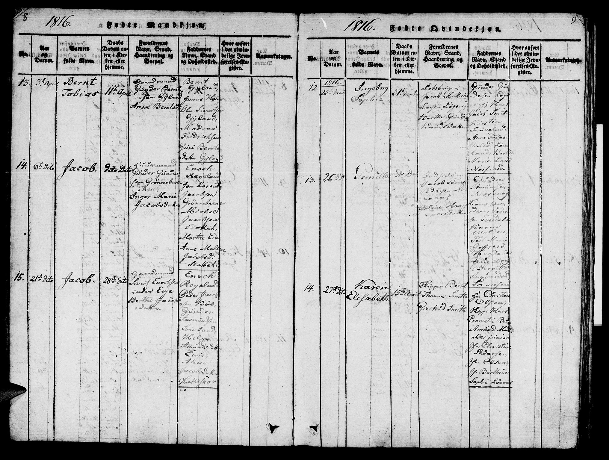 Sokndal sokneprestkontor, SAST/A-101808: Ministerialbok nr. A 6, 1815-1826, s. 8-9