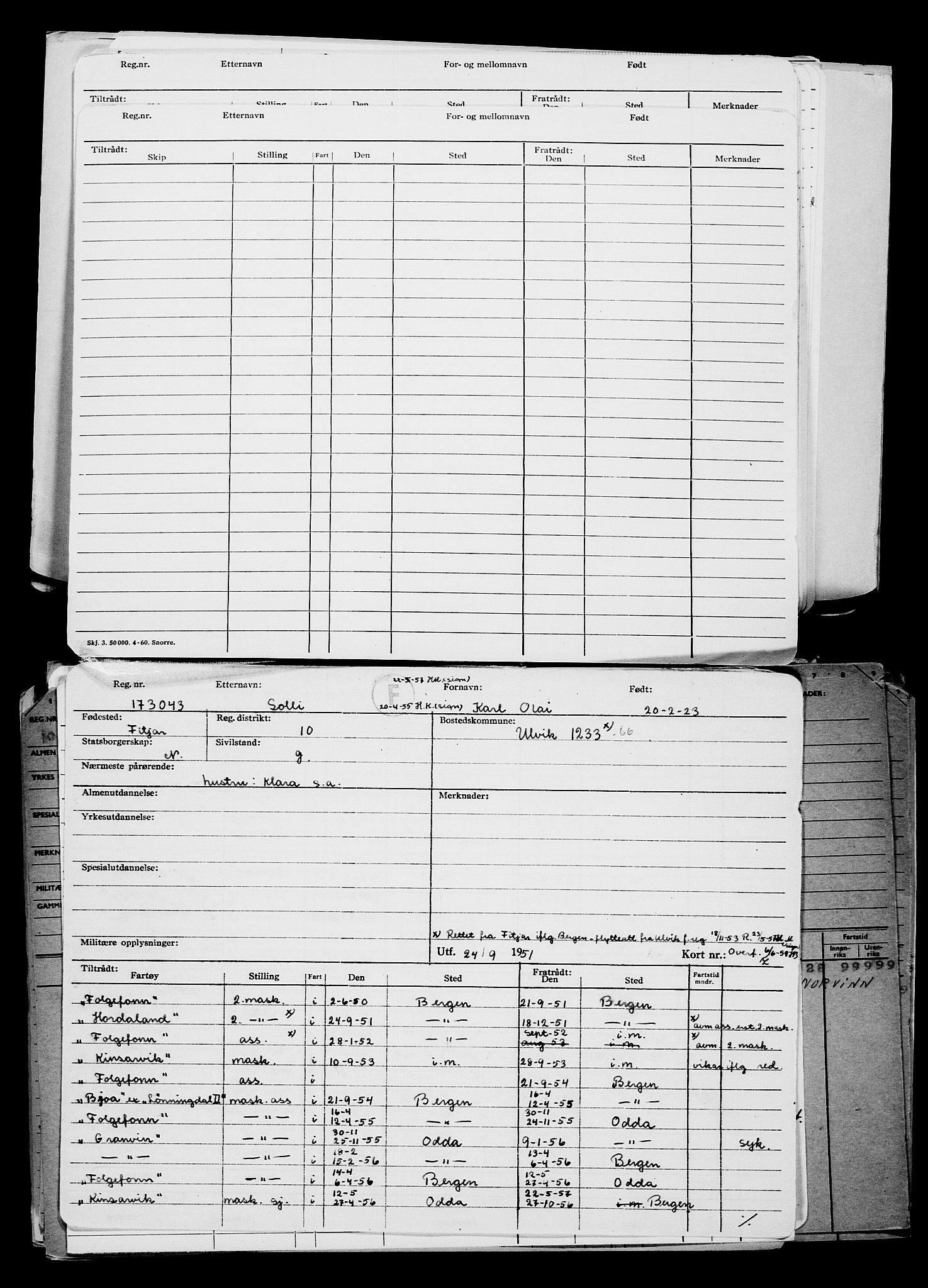 Direktoratet for sjømenn, AV/RA-S-3545/G/Gb/L0215: Hovedkort, 1923, s. 588