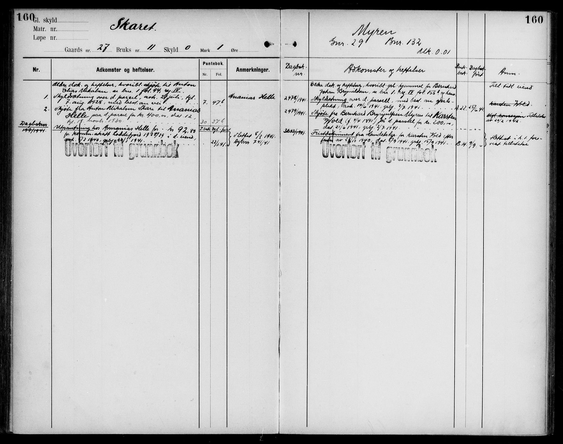 Midhordland sorenskriveri, AV/SAB-A-3001/1/G/Ga/Gab/L0108: Panteregister nr. II.A.b.108, s. 160