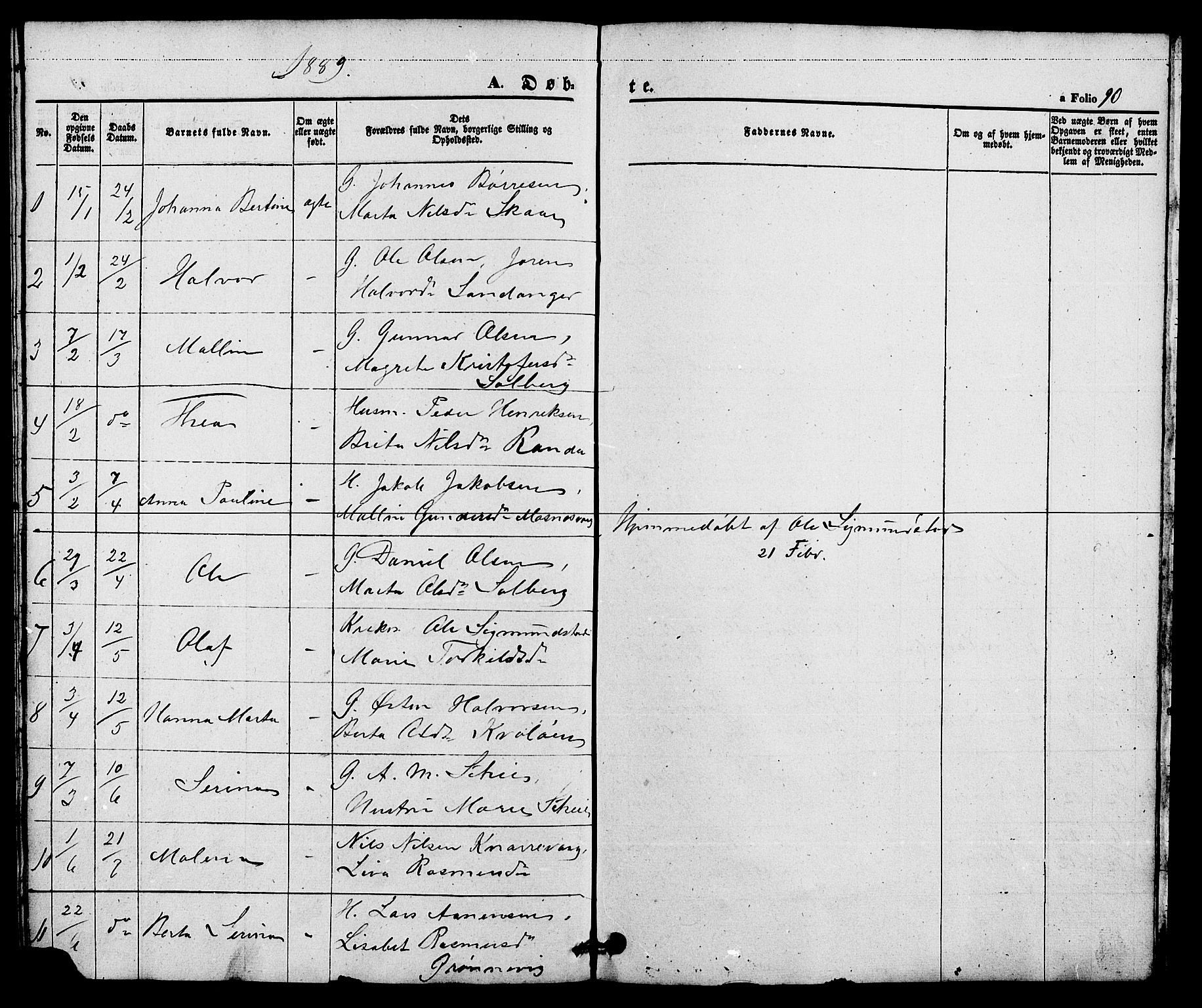 Hjelmeland sokneprestkontor, AV/SAST-A-101843/01/V/L0005: Klokkerbok nr. B 5, 1853-1892, s. 90