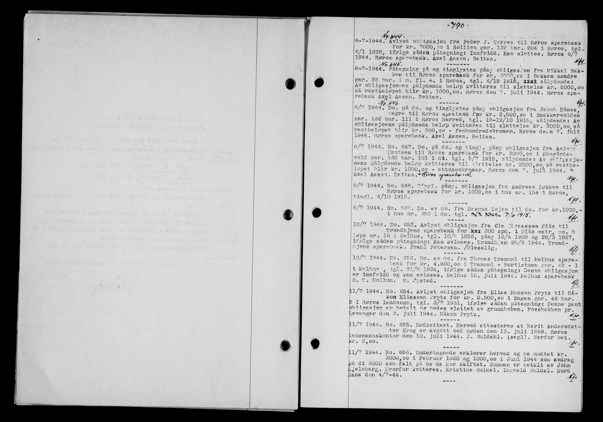 Gauldal sorenskriveri, SAT/A-0014/1/2/2C/L0057: Pantebok nr. 62, 1943-1944, Dagboknr: 644/1944