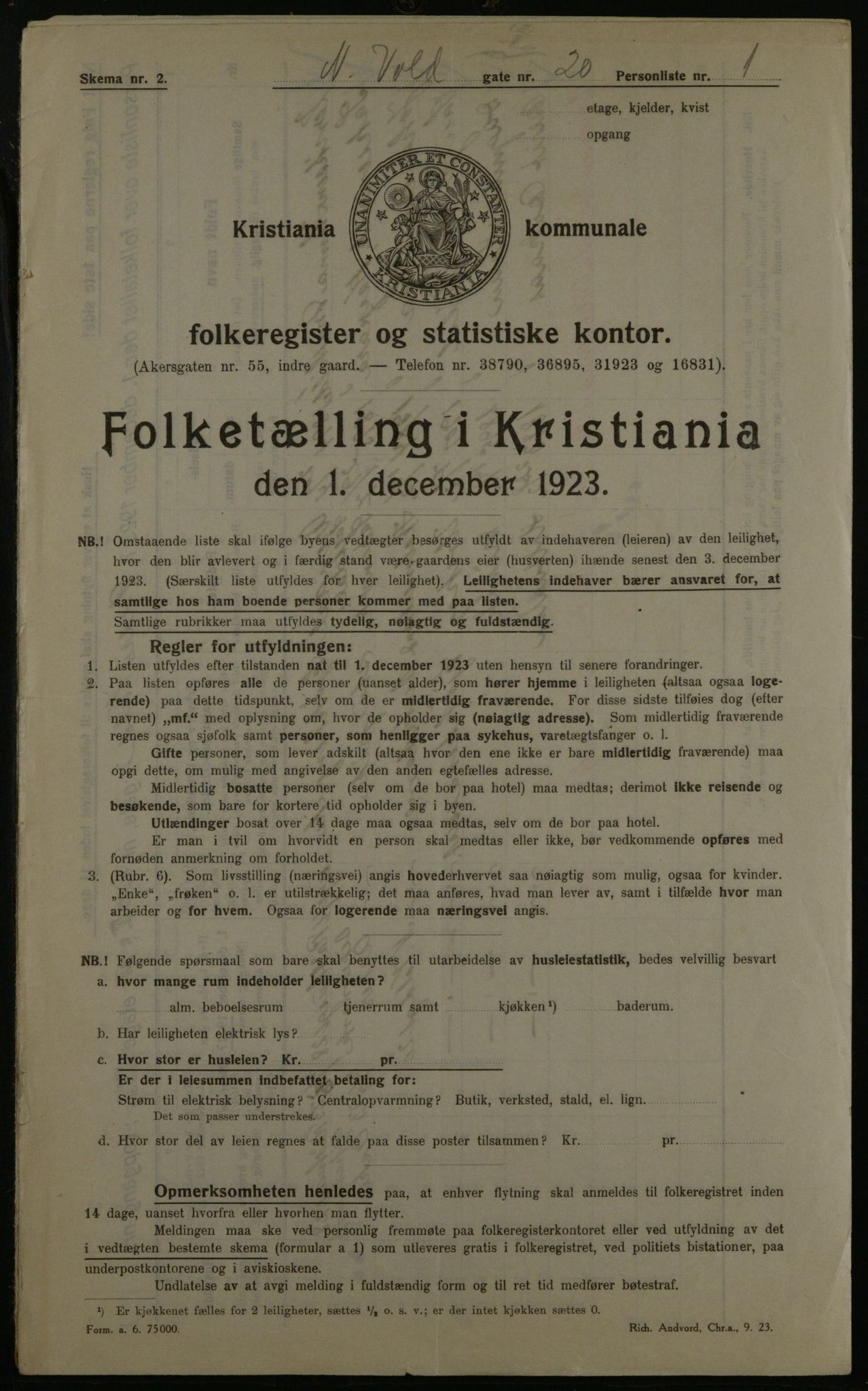 OBA, Kommunal folketelling 1.12.1923 for Kristiania, 1923, s. 76644