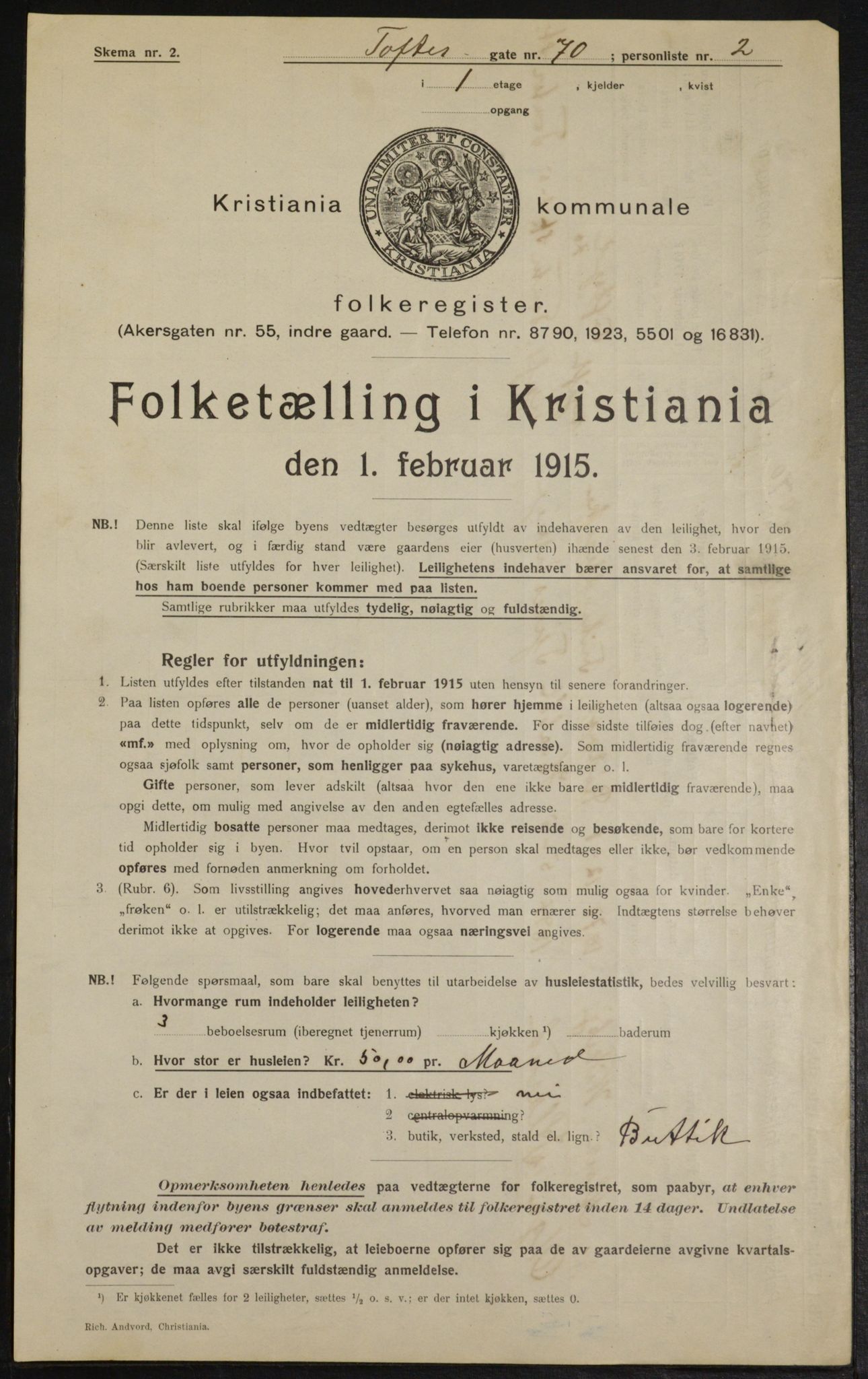 OBA, Kommunal folketelling 1.2.1915 for Kristiania, 1915, s. 113487