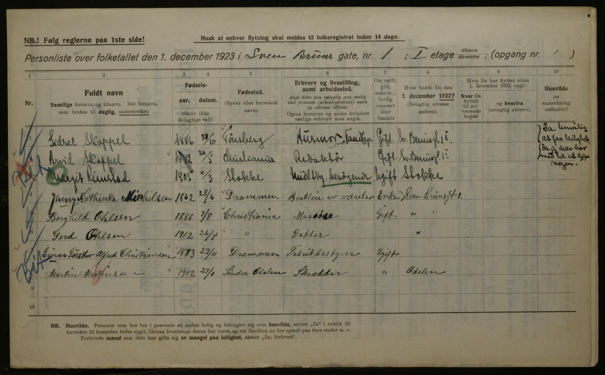 OBA, Kommunal folketelling 1.12.1923 for Kristiania, 1923, s. 116144