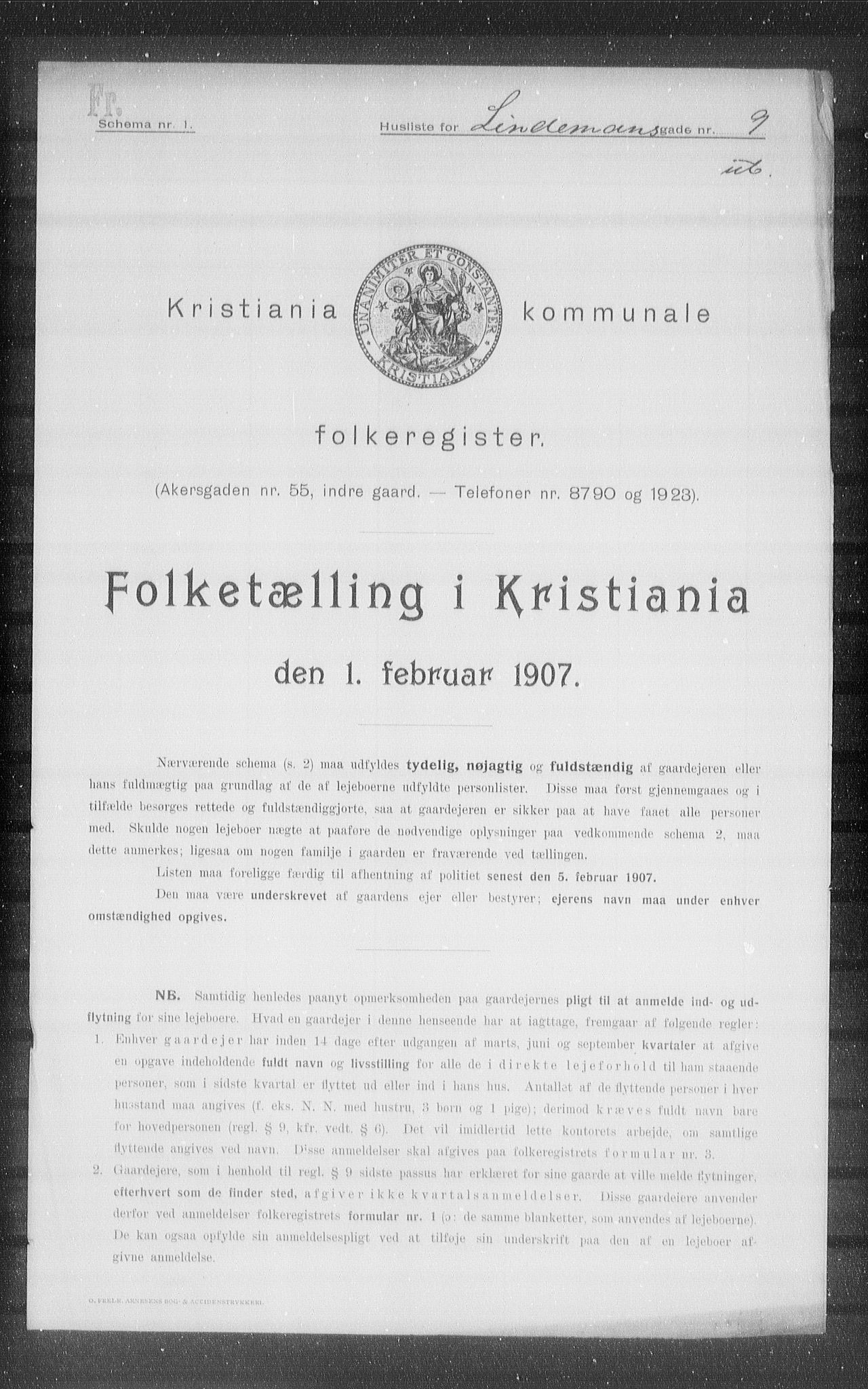 OBA, Kommunal folketelling 1.2.1907 for Kristiania kjøpstad, 1907, s. 29704