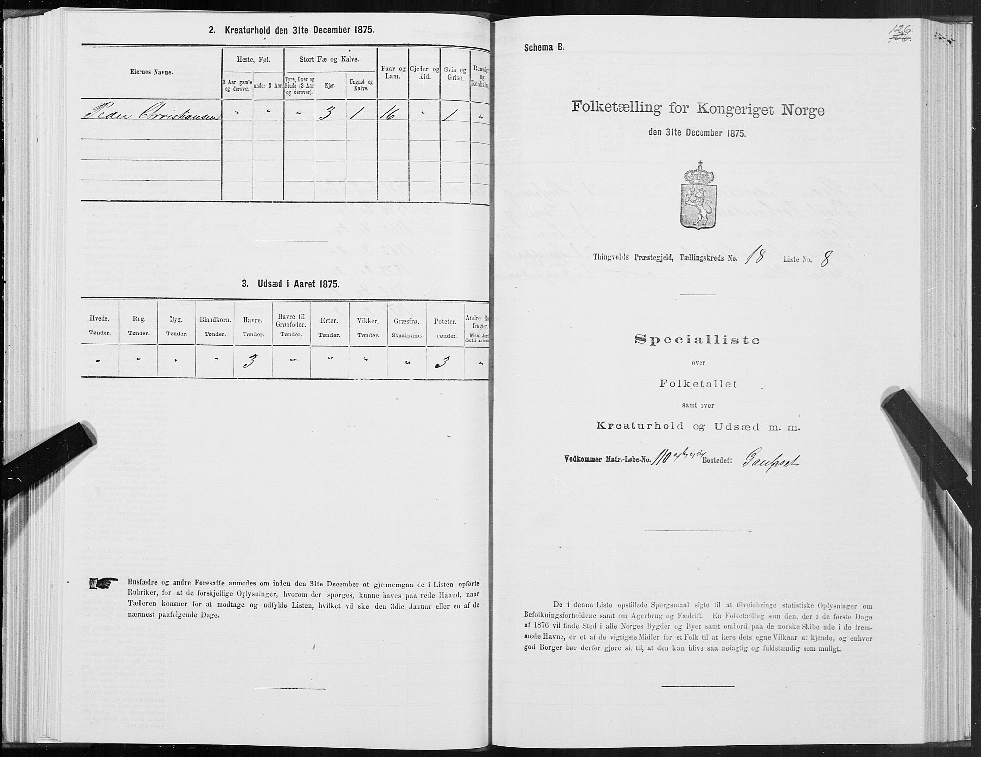 SAT, Folketelling 1875 for 1560P Tingvoll prestegjeld, 1875, s. 7126