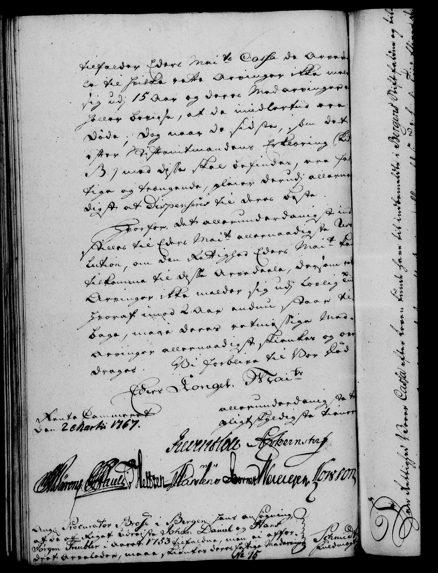 Rentekammeret, Kammerkanselliet, RA/EA-3111/G/Gf/Gfa/L0049: Norsk relasjons- og resolusjonsprotokoll (merket RK 52.49), 1767, s. 97