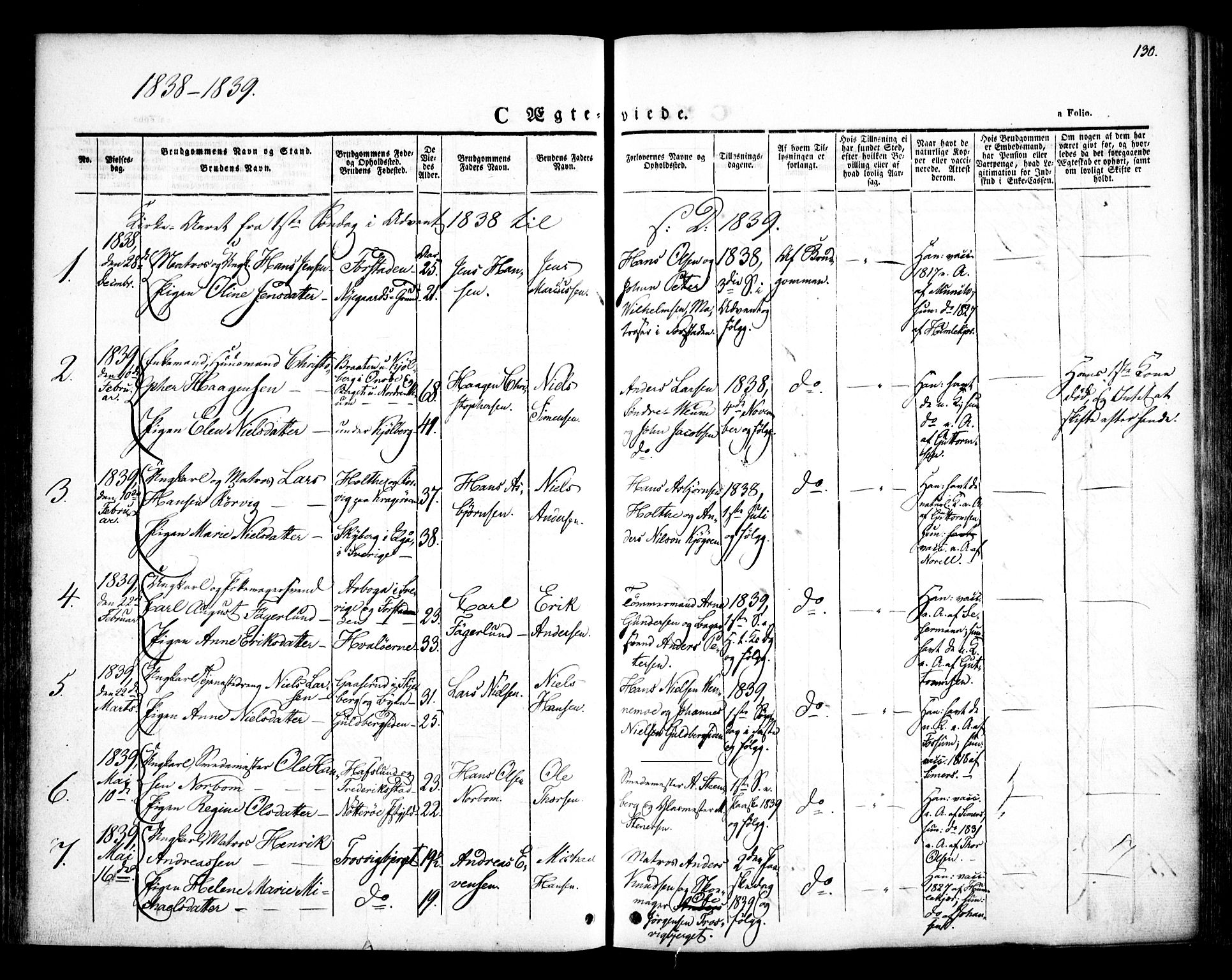 Glemmen prestekontor Kirkebøker, AV/SAO-A-10908/F/Fa/L0005: Ministerialbok nr. 5, 1838-1852, s. 130