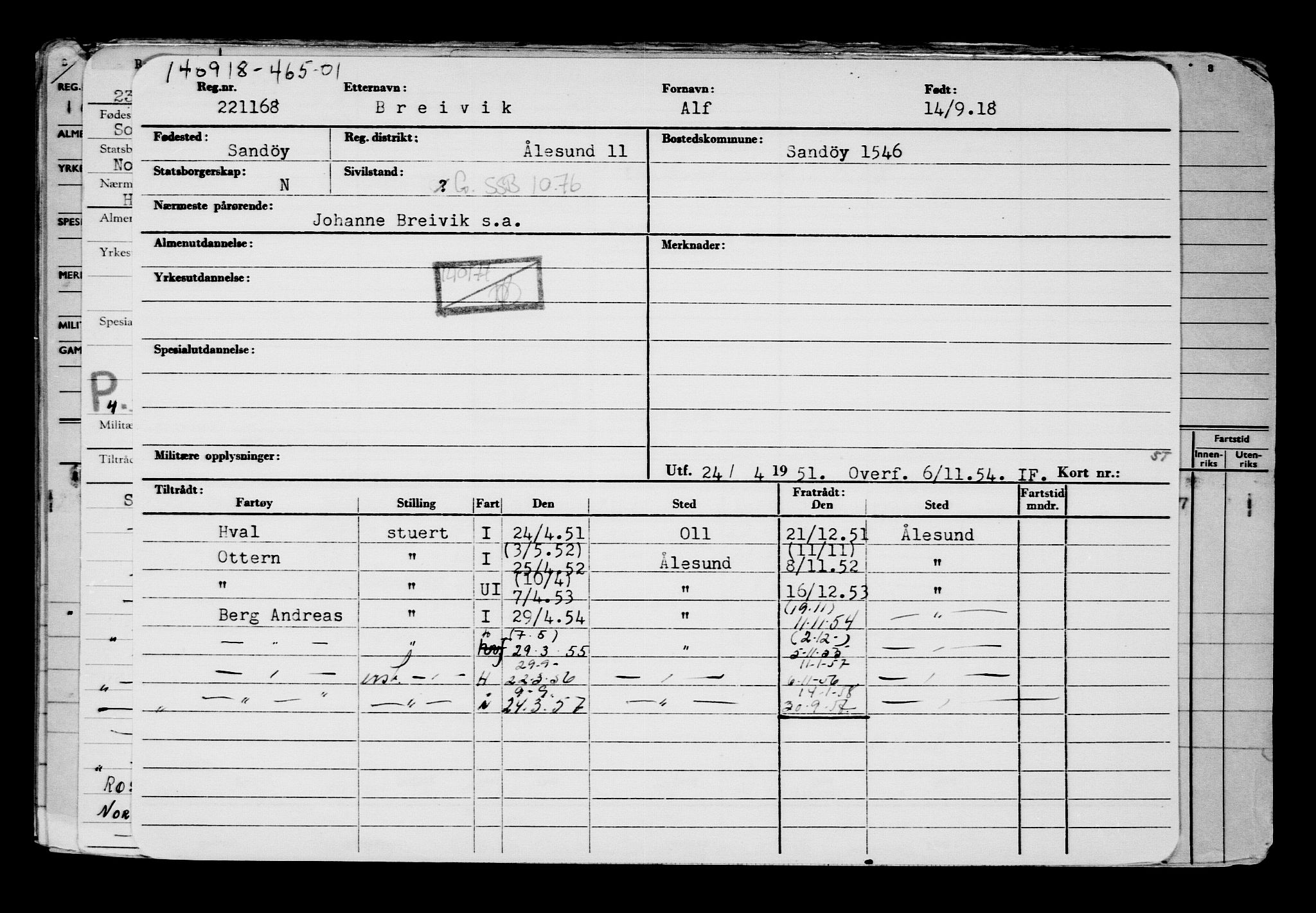 Direktoratet for sjømenn, AV/RA-S-3545/G/Gb/L0162: Hovedkort, 1918, s. 315