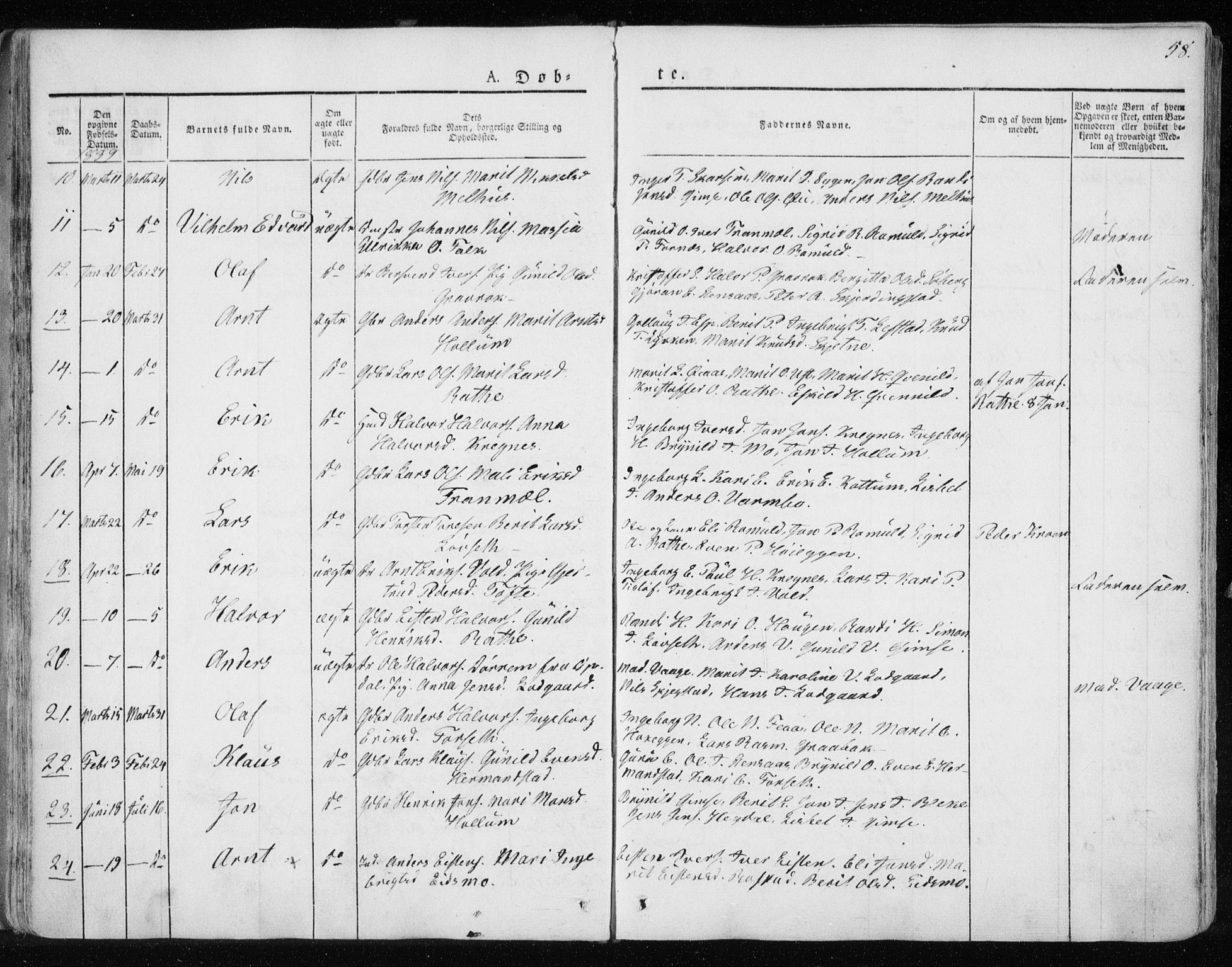 Ministerialprotokoller, klokkerbøker og fødselsregistre - Sør-Trøndelag, SAT/A-1456/691/L1069: Ministerialbok nr. 691A04, 1826-1841, s. 58