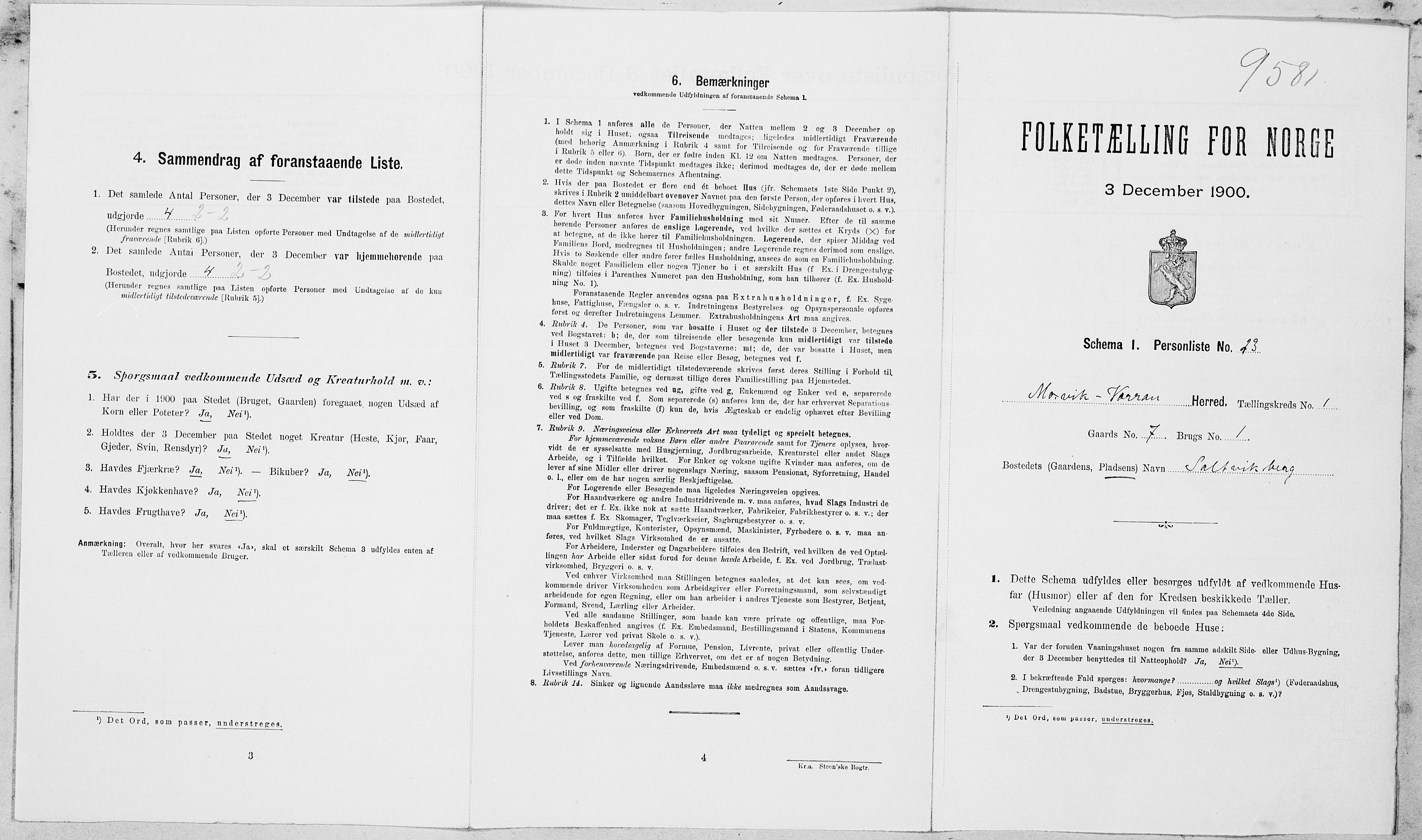 SAT, Folketelling 1900 for 1723 Mosvik og Verran herred, 1900, s. 100