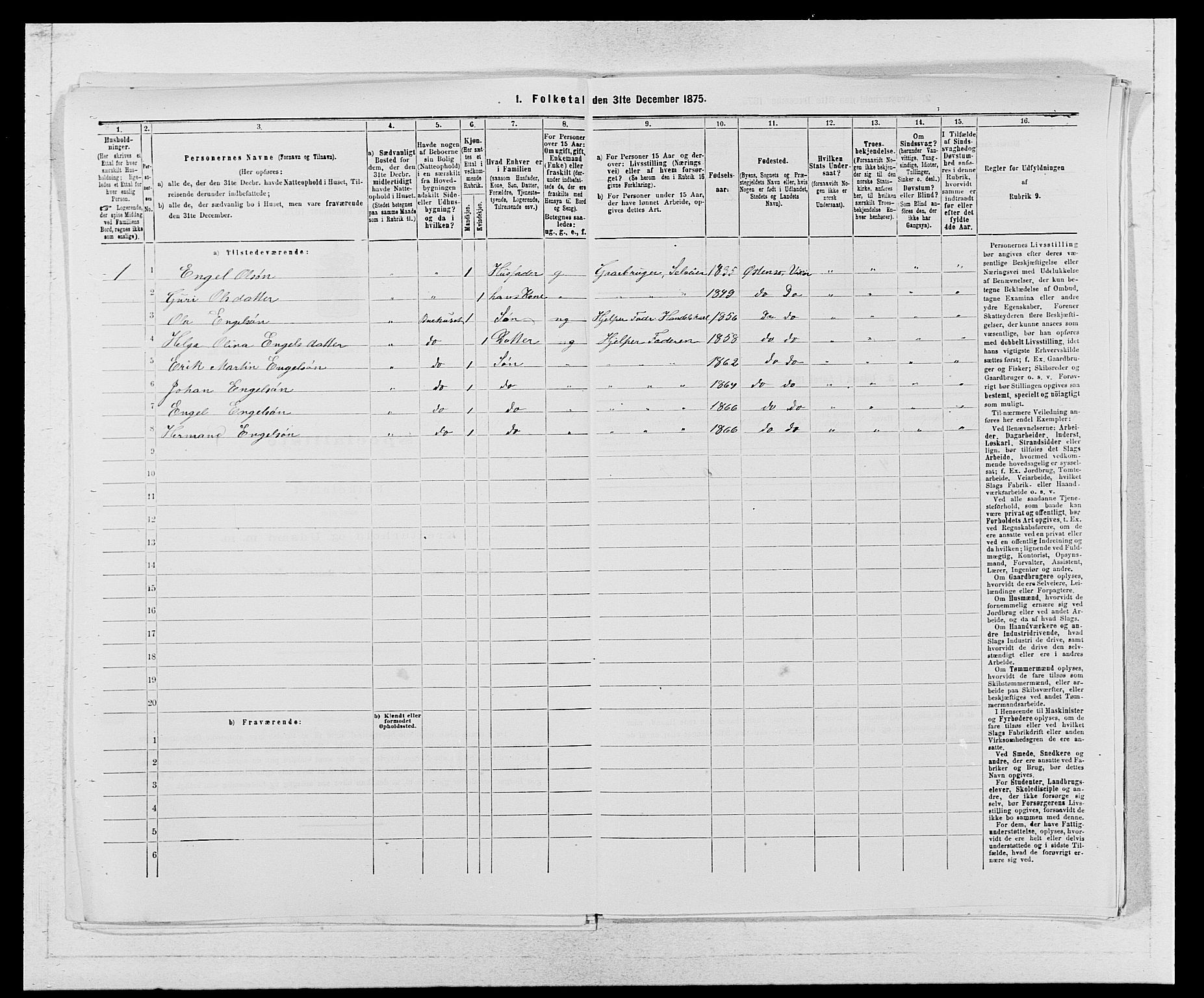 SAB, Folketelling 1875 for 1238P Vikør prestegjeld, 1875, s. 991