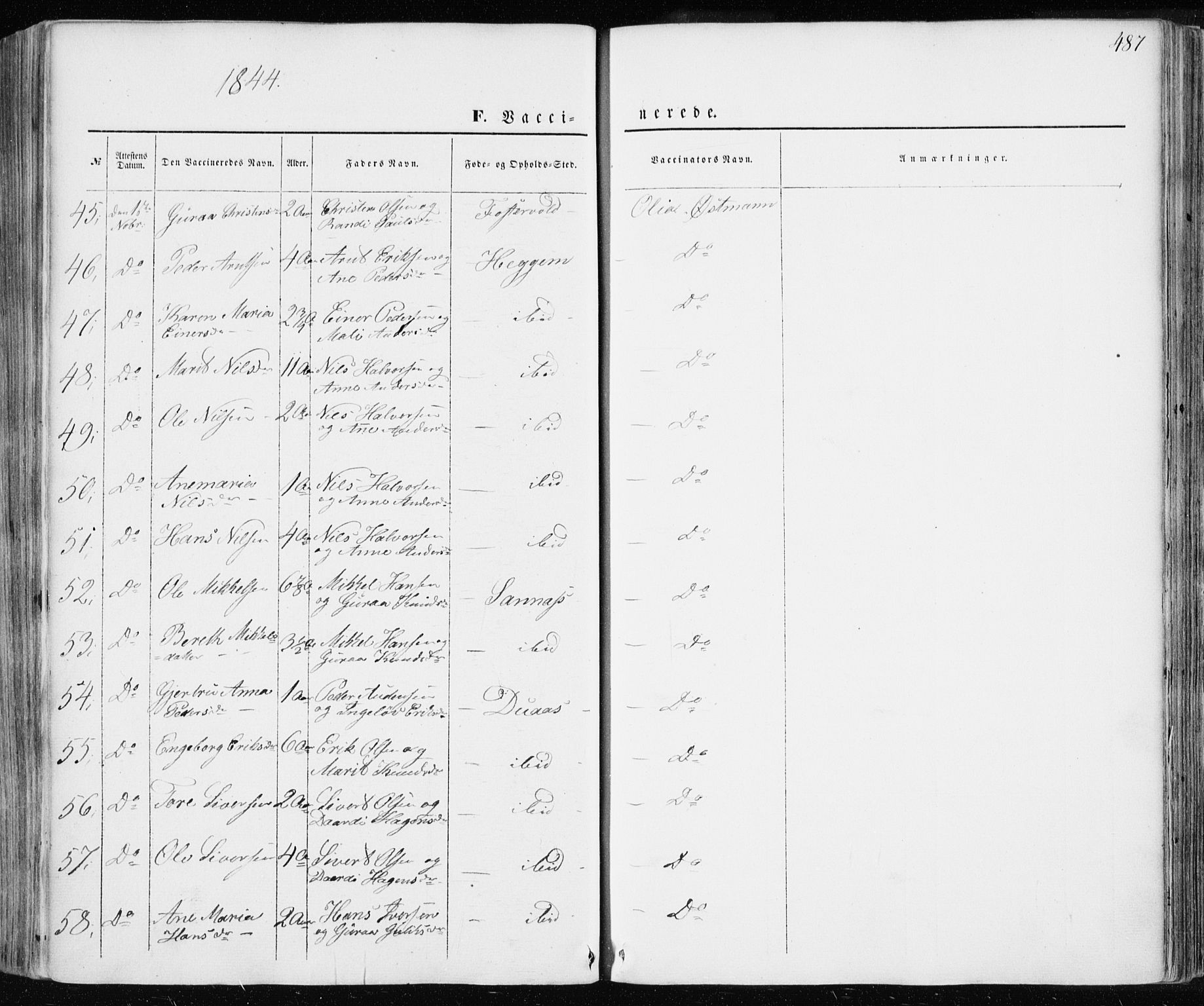 Ministerialprotokoller, klokkerbøker og fødselsregistre - Møre og Romsdal, AV/SAT-A-1454/586/L0984: Ministerialbok nr. 586A10, 1844-1856, s. 487