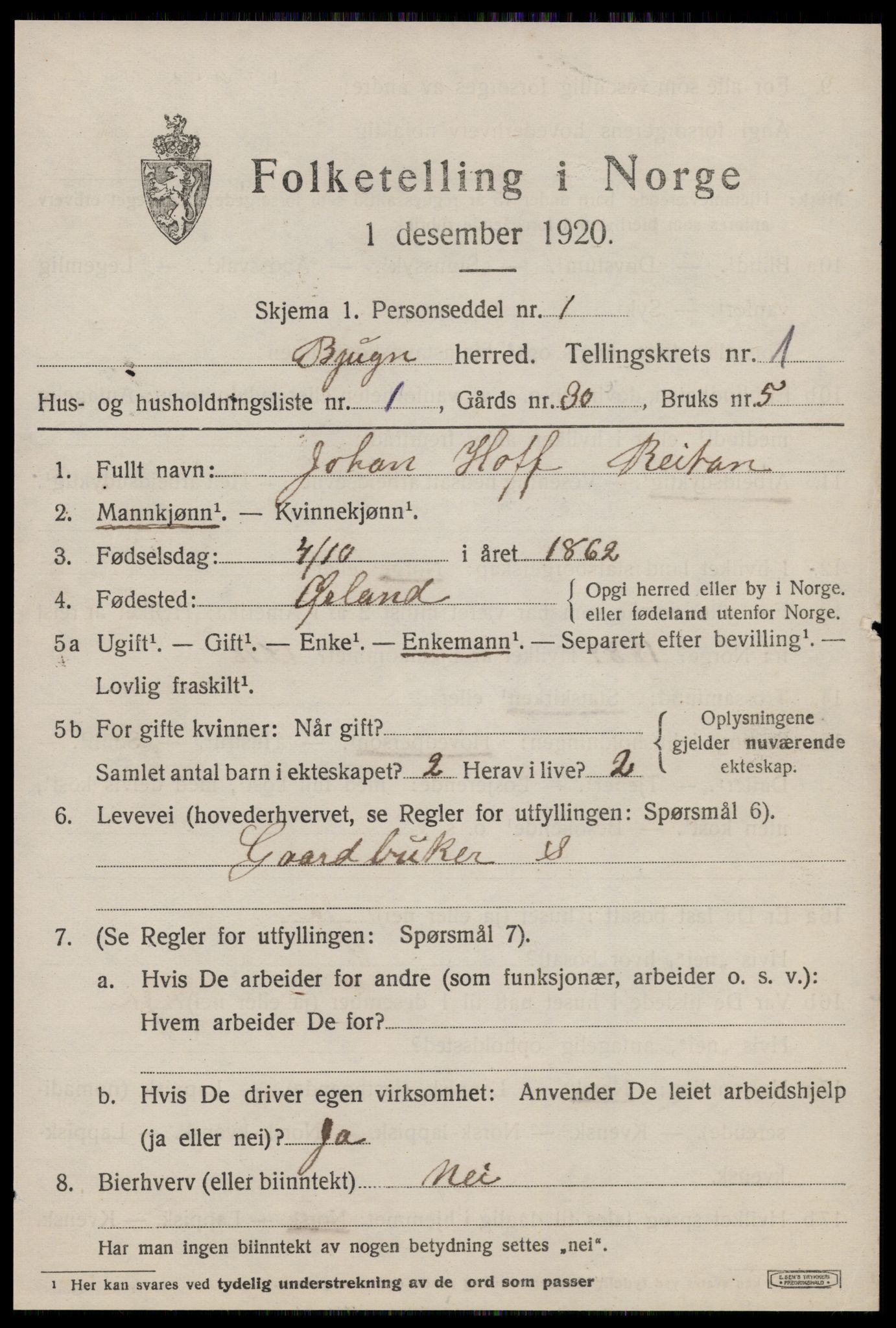 SAT, Folketelling 1920 for 1627 Bjugn herred, 1920, s. 491
