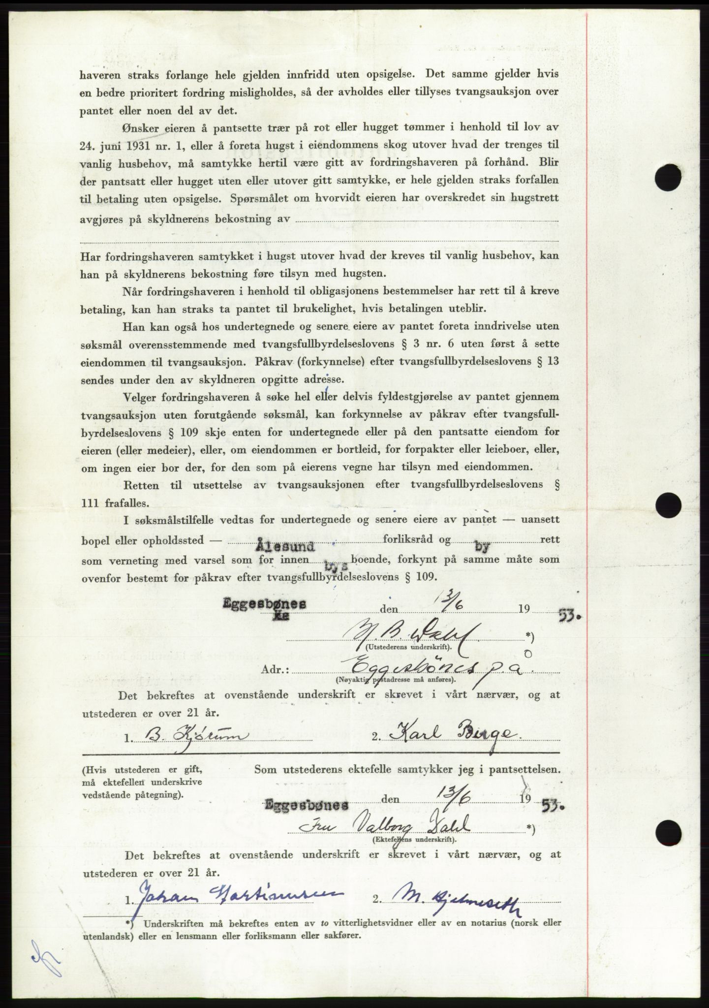 Søre Sunnmøre sorenskriveri, AV/SAT-A-4122/1/2/2C/L0123: Pantebok nr. 11B, 1953-1953, Dagboknr: 1633/1953