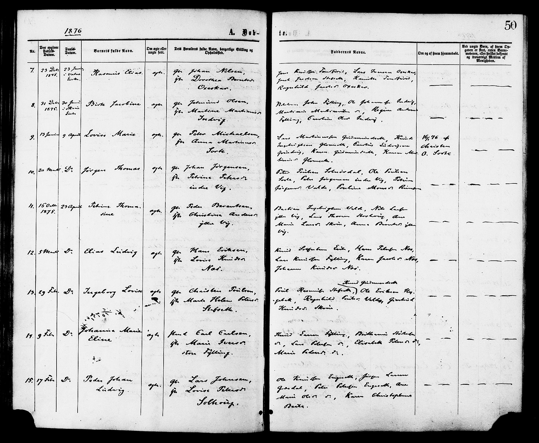 Ministerialprotokoller, klokkerbøker og fødselsregistre - Møre og Romsdal, AV/SAT-A-1454/524/L0355: Ministerialbok nr. 524A07, 1864-1879, s. 50