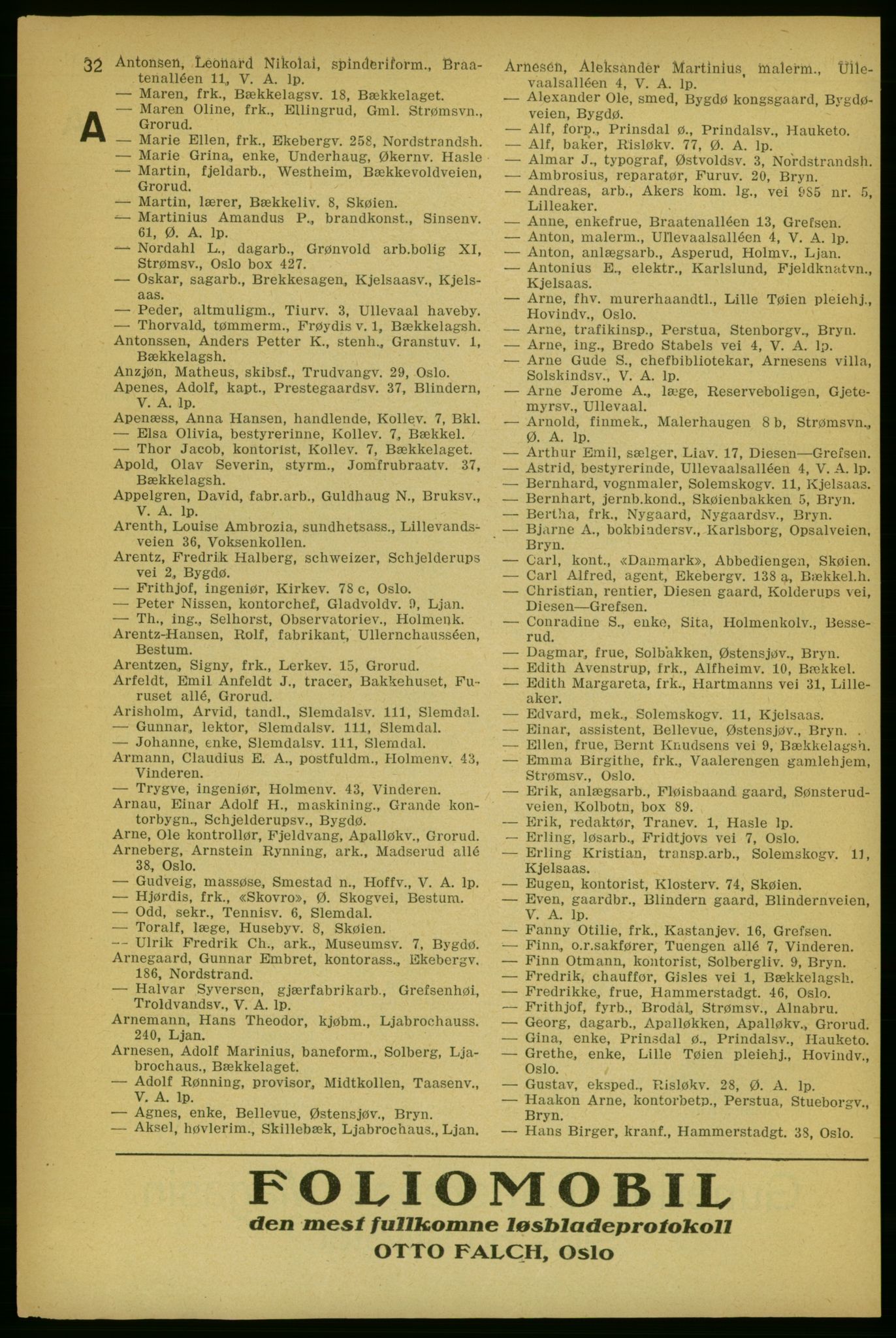 Aker adressebok/adressekalender, PUBL/001/A/004: Aker adressebok, 1929, s. 32