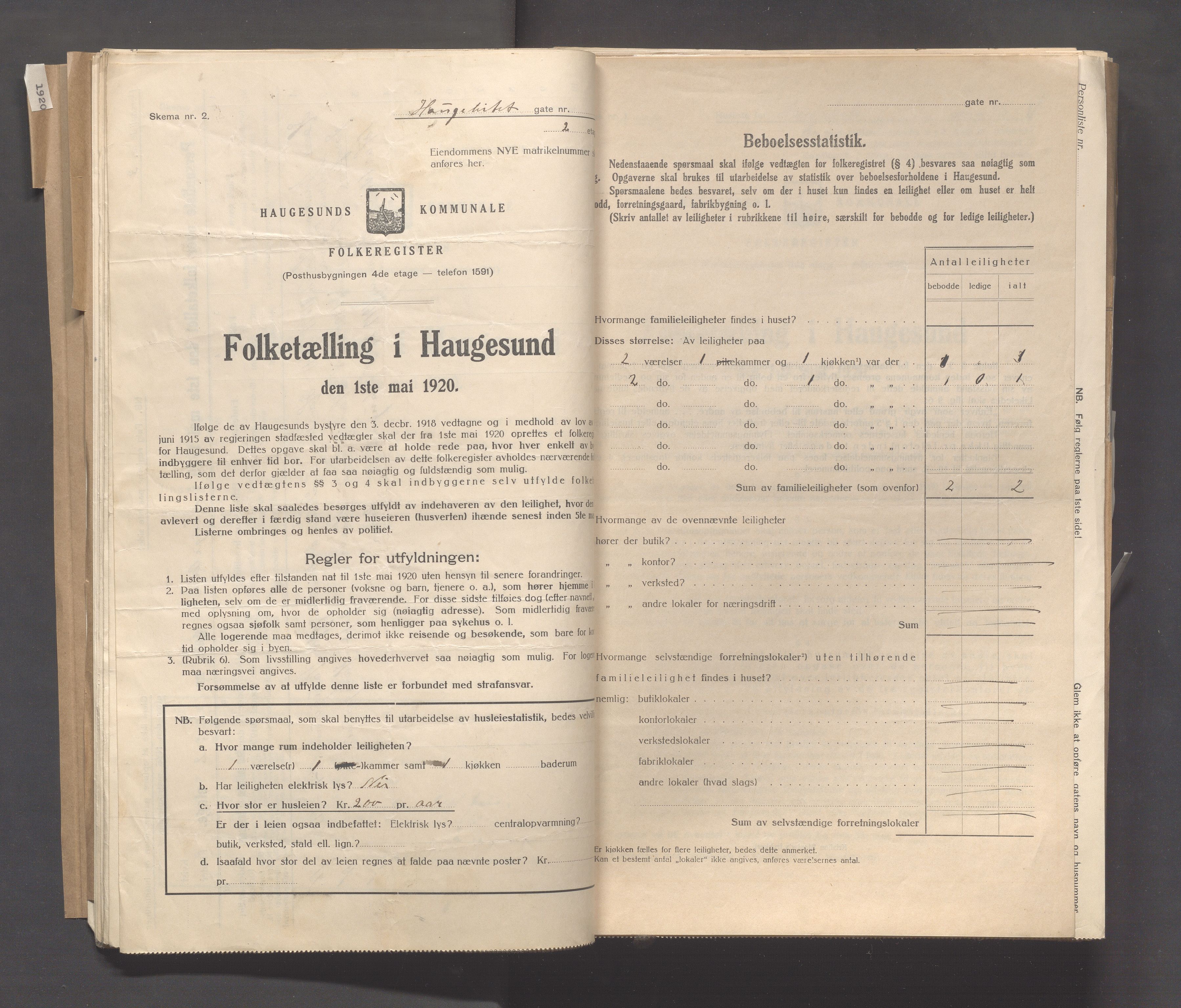 IKAR, Kommunal folketelling 1.5.1920 for Haugesund, 1920, s. 1153