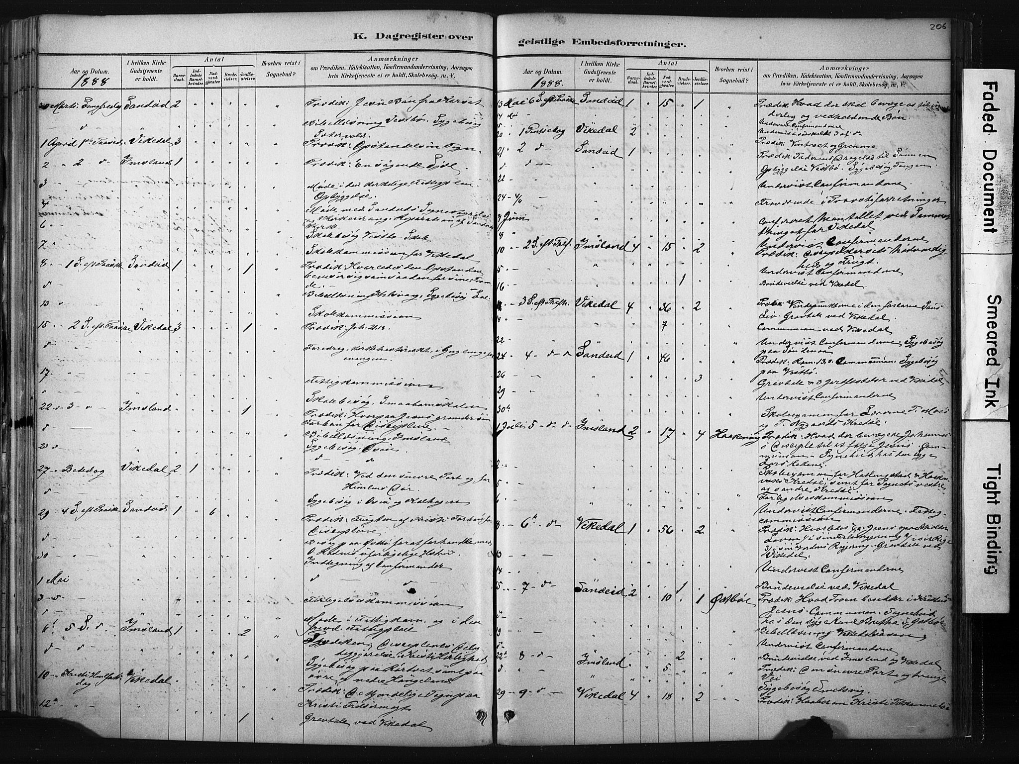 Vikedal sokneprestkontor, AV/SAST-A-101840/01/IV: Ministerialbok nr. A 10, 1884-1907, s. 206