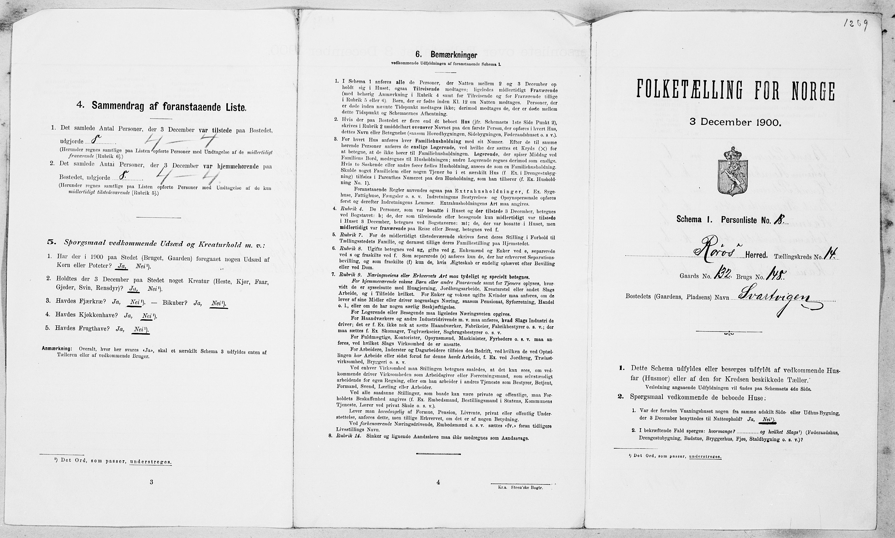 SAT, Folketelling 1900 for 1640 Røros herred, 1900, s. 1538