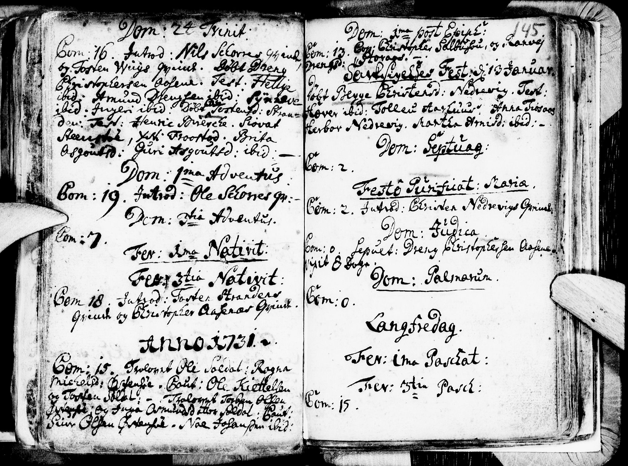Kvam sokneprestembete, AV/SAB-A-76201/H/Haa: Ministerialbok nr. A 1, 1690-1741, s. 145