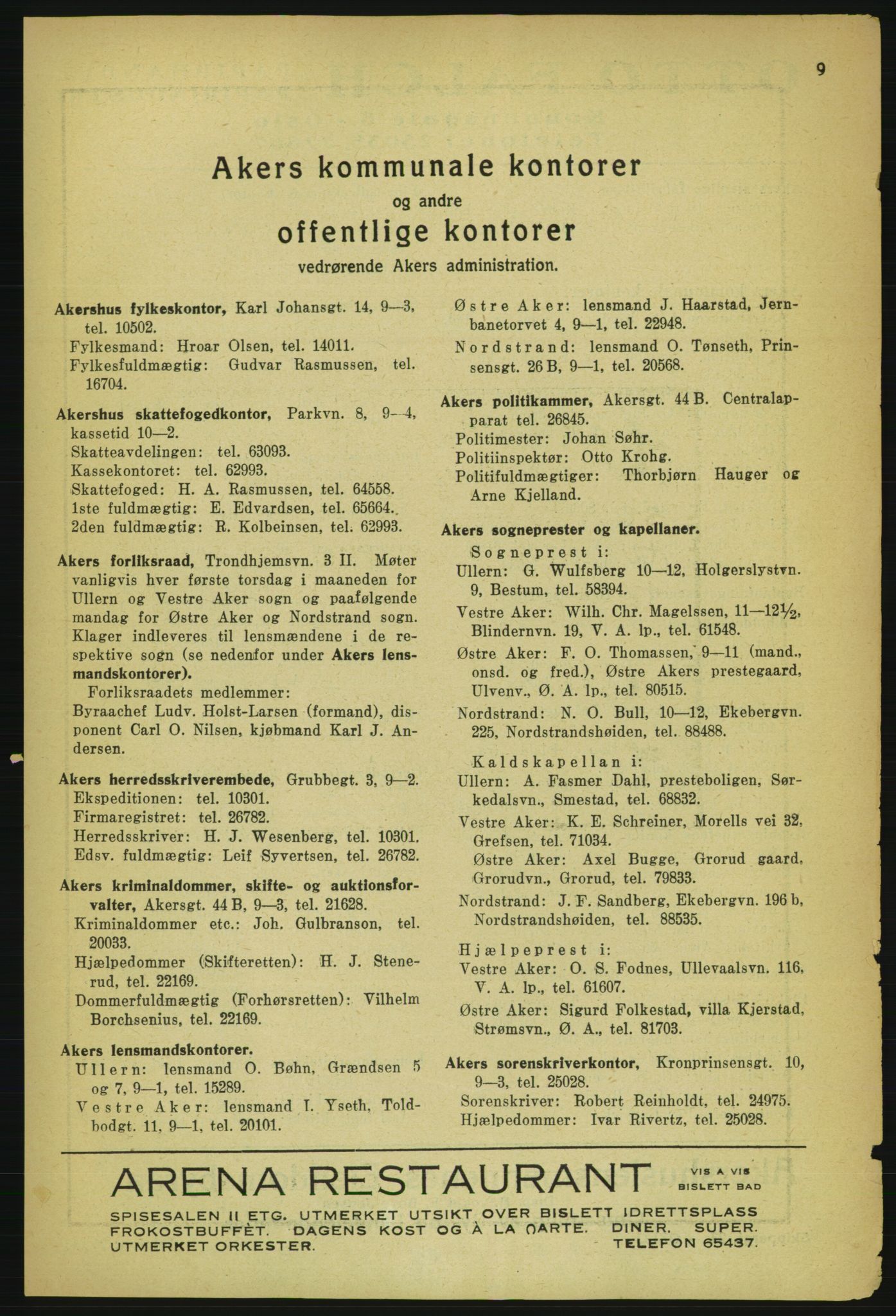 Aker adressebok/adressekalender, PUBL/001/A/004: Aker adressebok, 1929, s. 9