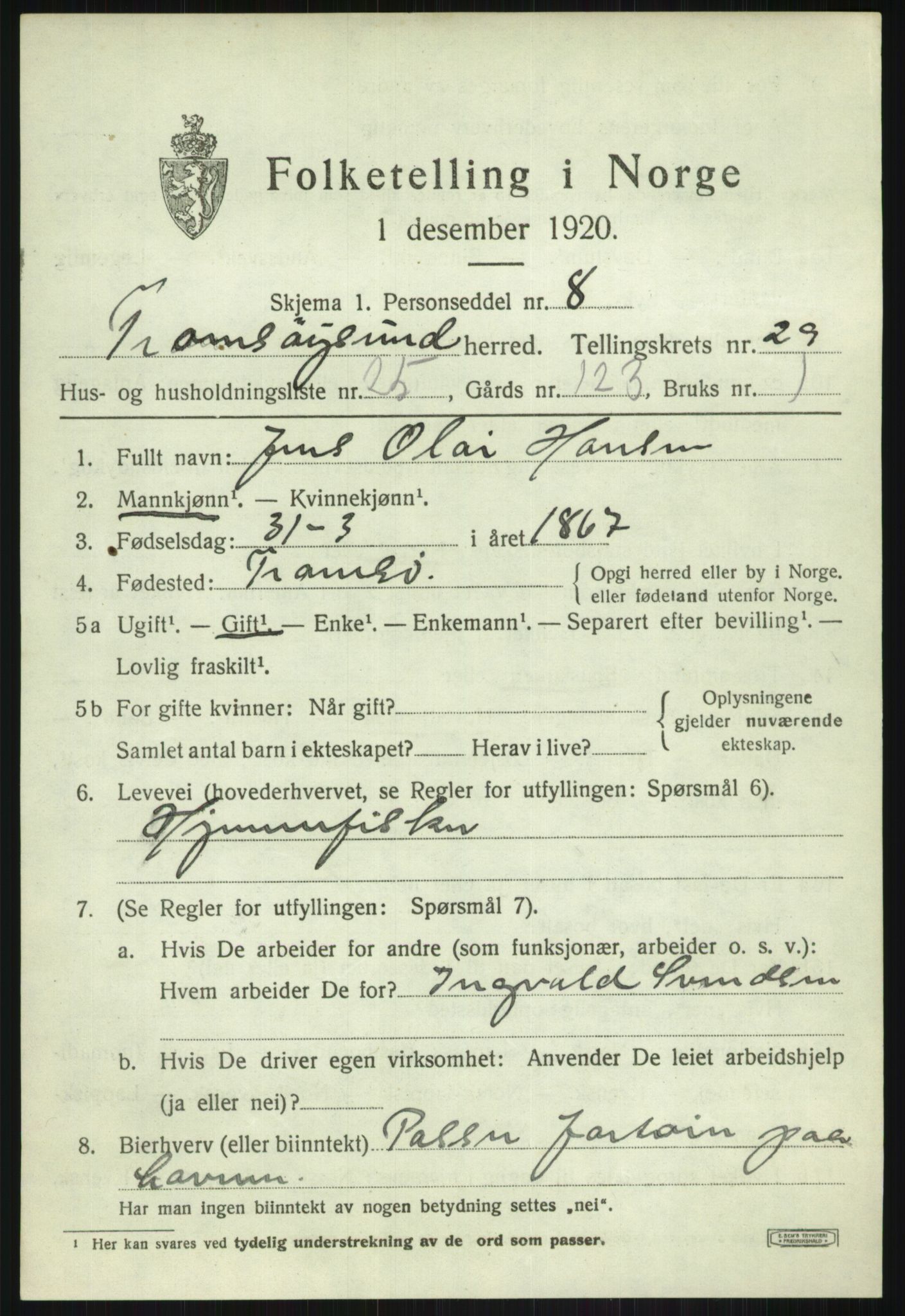 SATØ, Folketelling 1920 for 1934 Tromsøysund herred, 1920, s. 13650