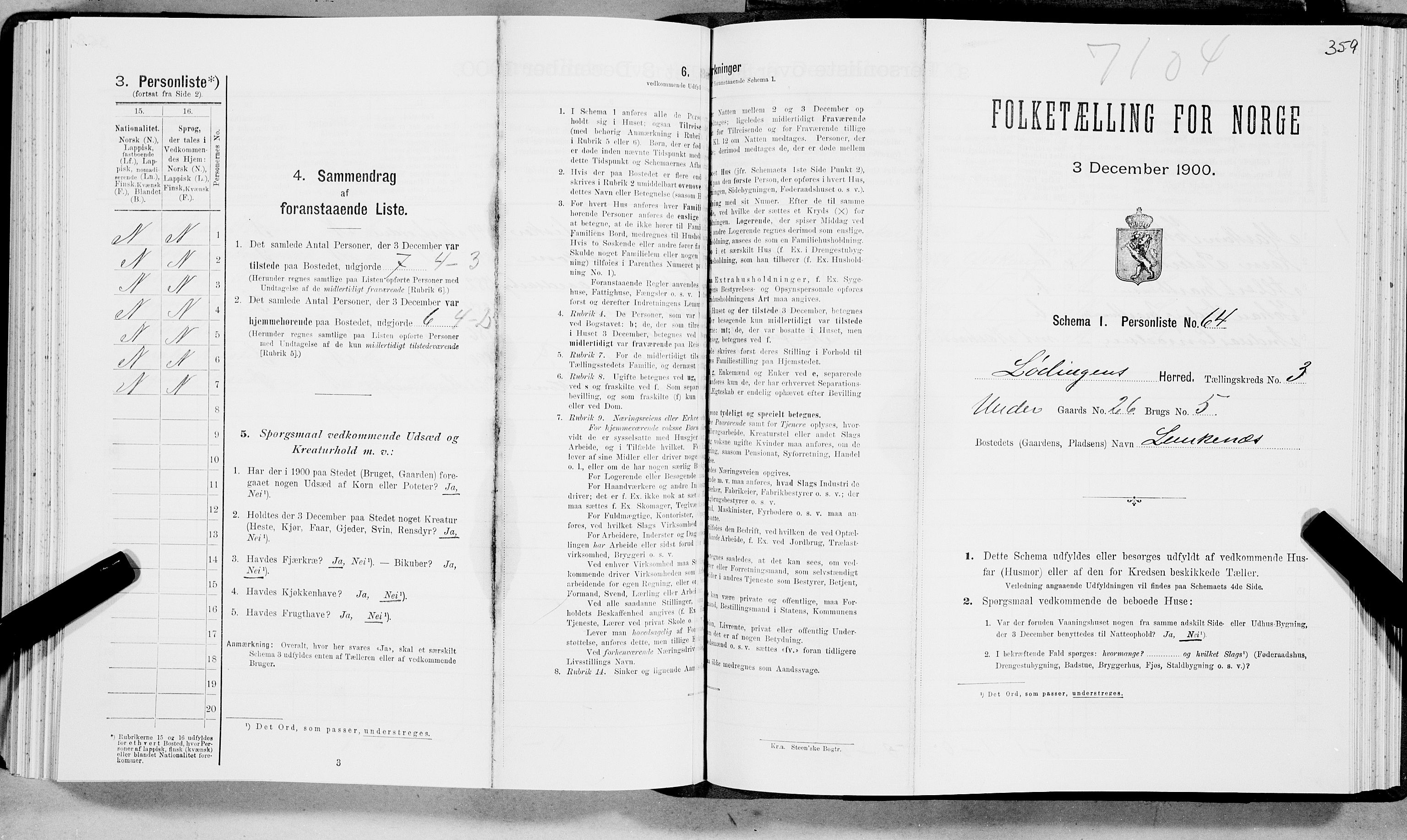SAT, Folketelling 1900 for 1851 Lødingen herred, 1900, s. 361