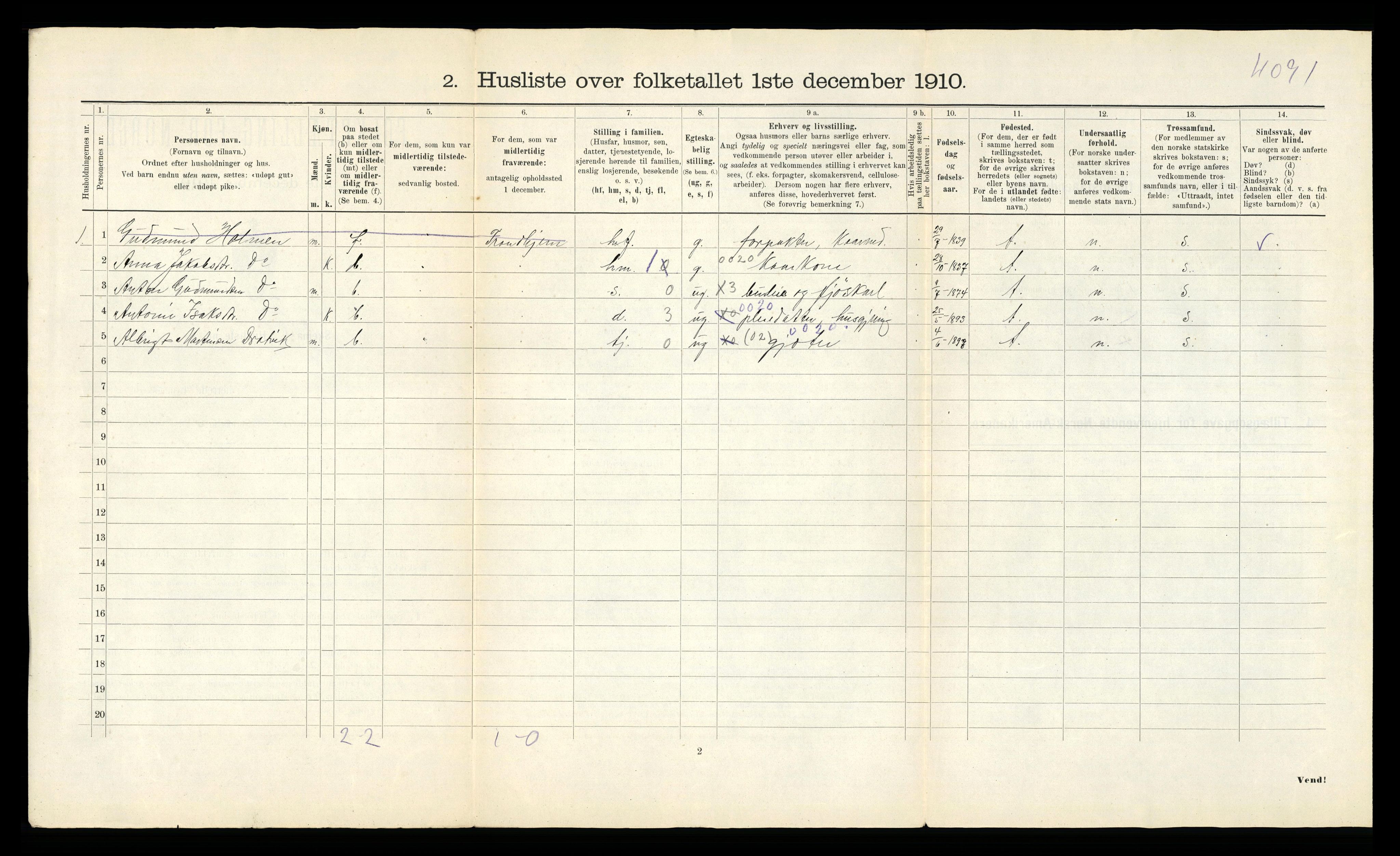 RA, Folketelling 1910 for 1718 Leksvik herred, 1910, s. 39