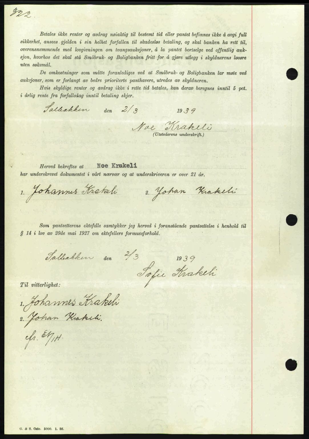 Nordmøre sorenskriveri, AV/SAT-A-4132/1/2/2Ca: Pantebok nr. B85, 1939-1939, Dagboknr: 1262/1939