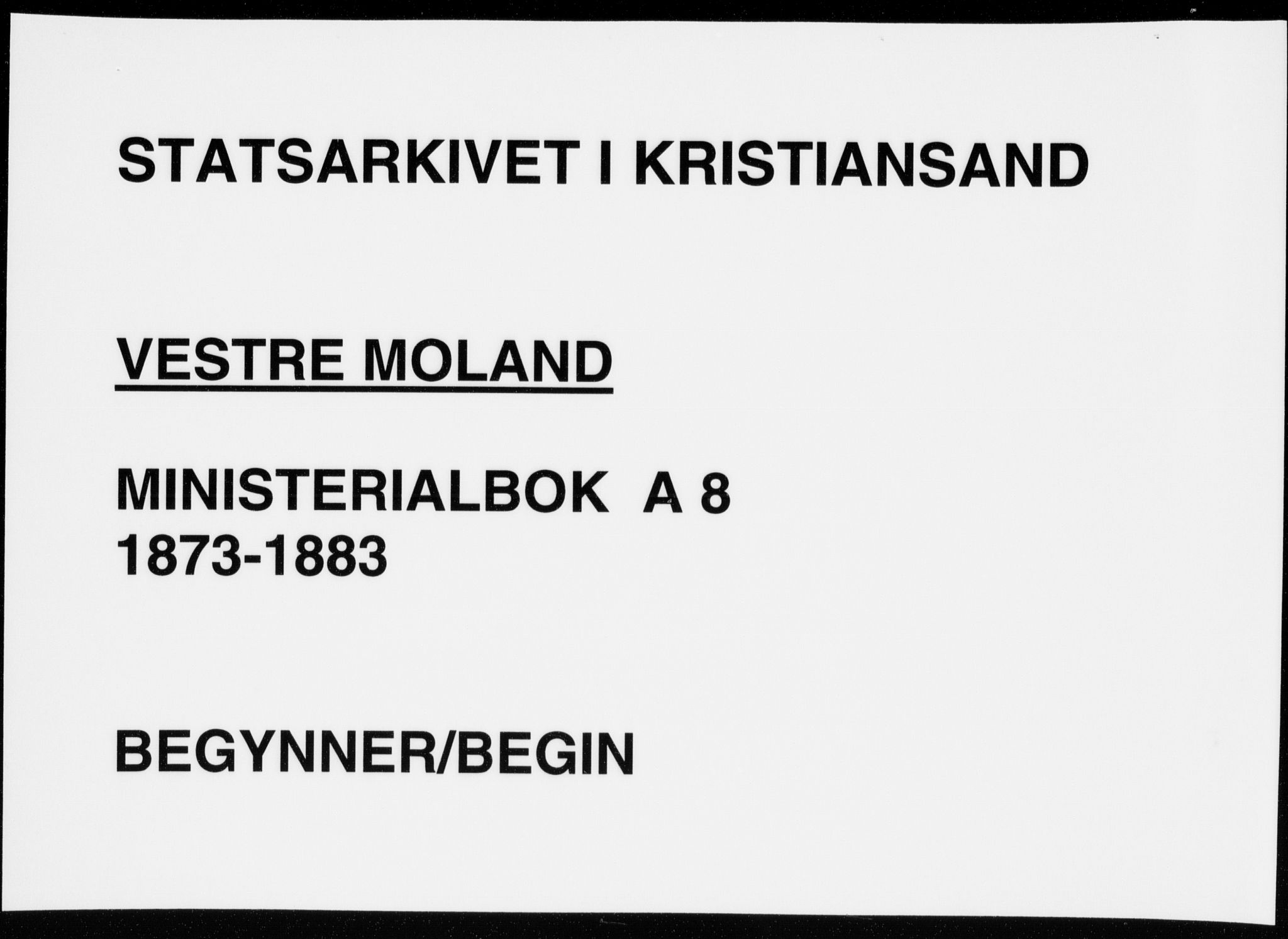 Vestre Moland sokneprestkontor, AV/SAK-1111-0046/F/Fa/Fab/L0008: Ministerialbok nr. A 8, 1873-1883