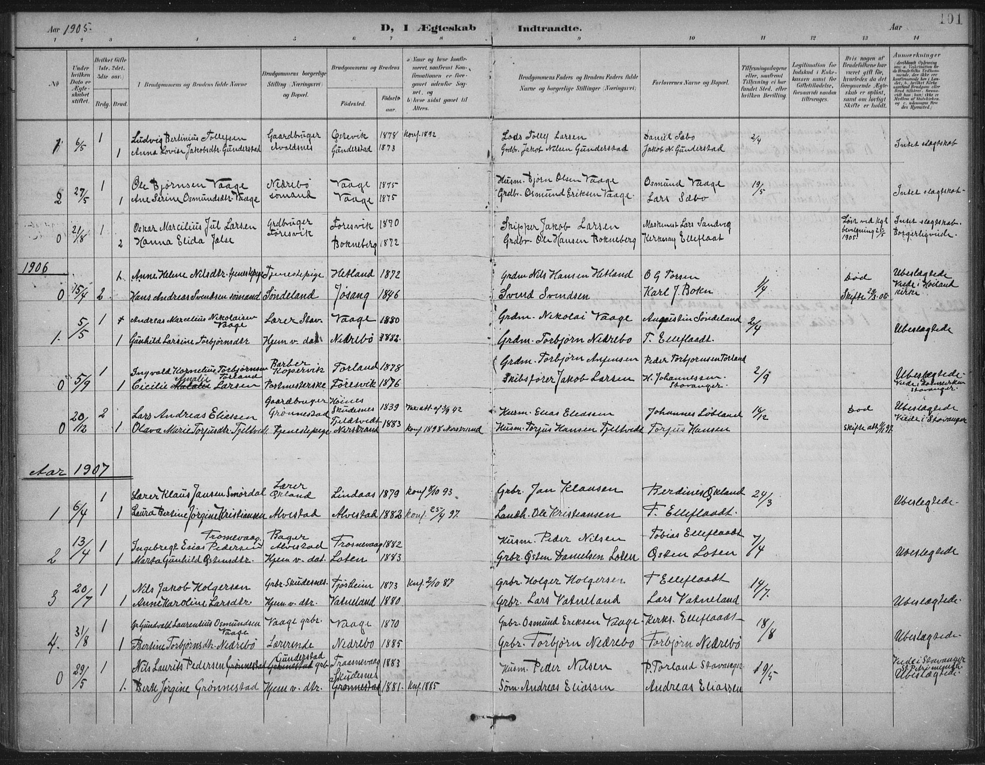 Tysvær sokneprestkontor, SAST/A -101864/H/Ha/Haa/L0009: Ministerialbok nr. A 9, 1898-1925, s. 101