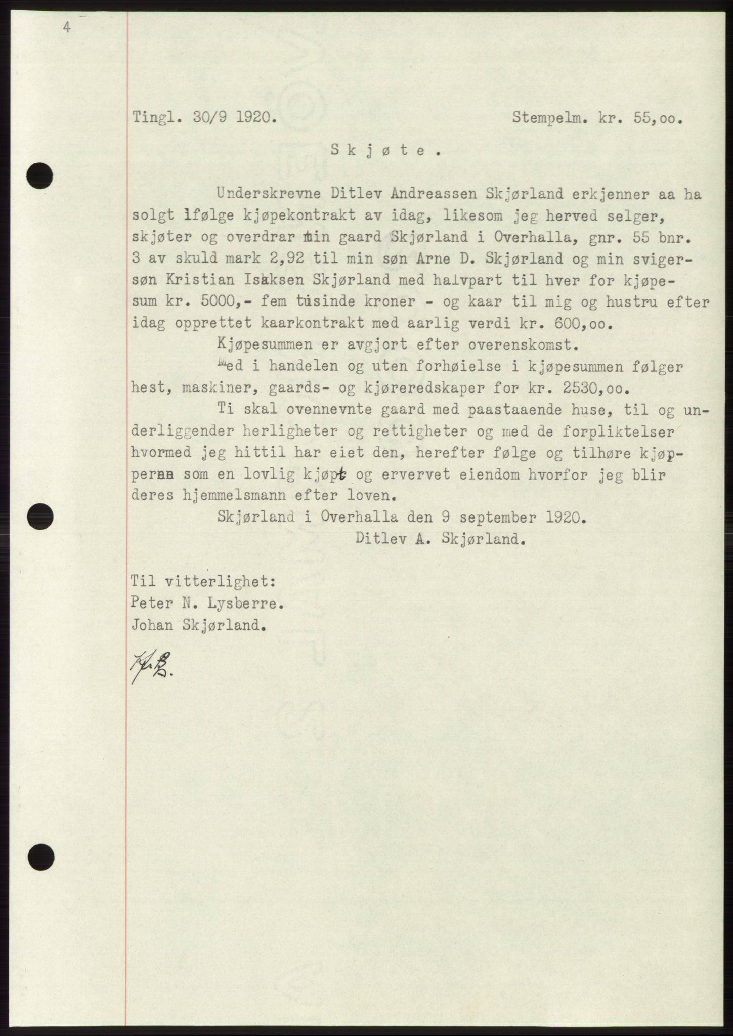 Namdal sorenskriveri, SAT/A-4133/1/2/2C: Pantebok nr. -, 1916-1921, Tingl.dato: 30.09.1920