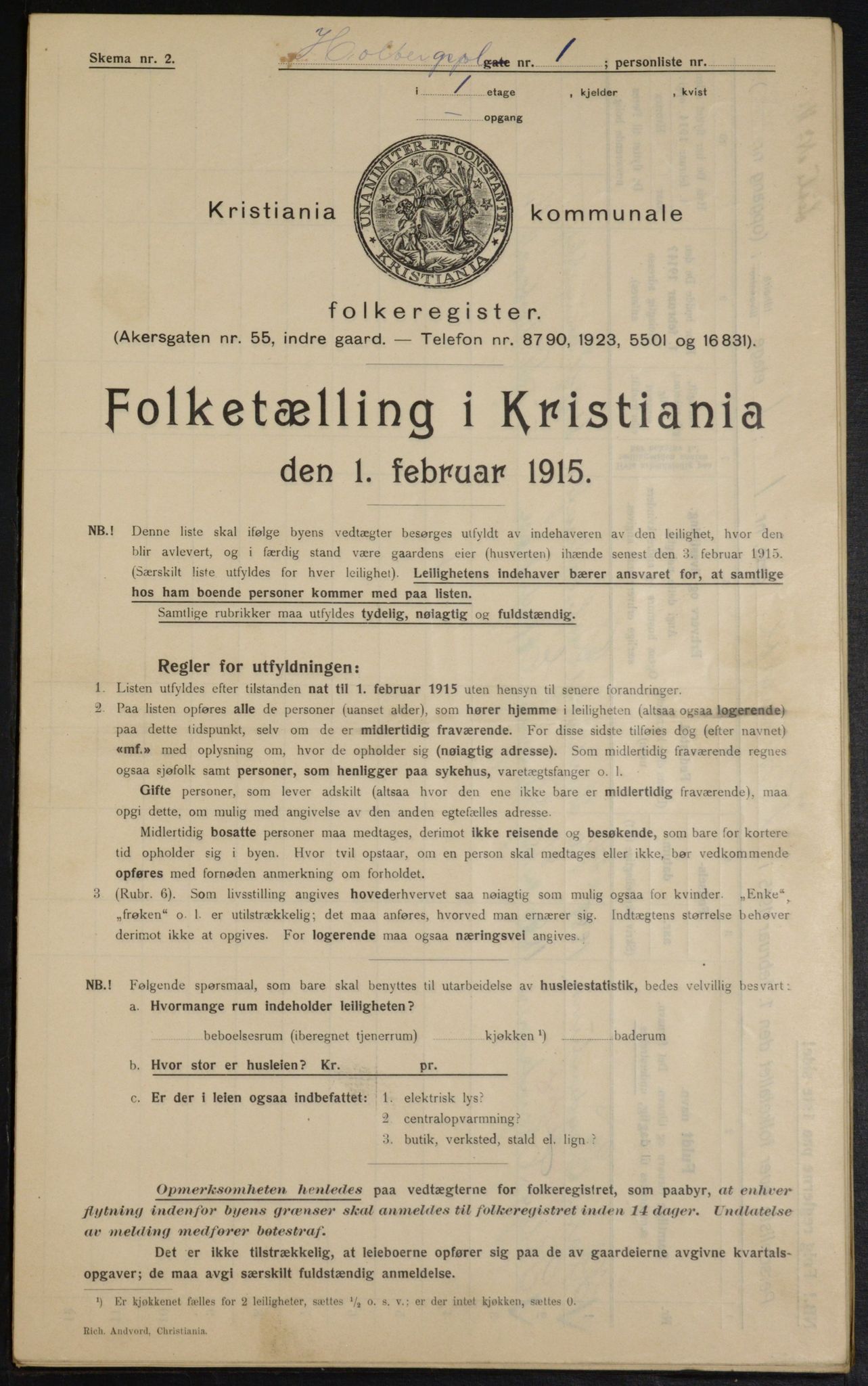 OBA, Kommunal folketelling 1.2.1915 for Kristiania, 1915, s. 40146