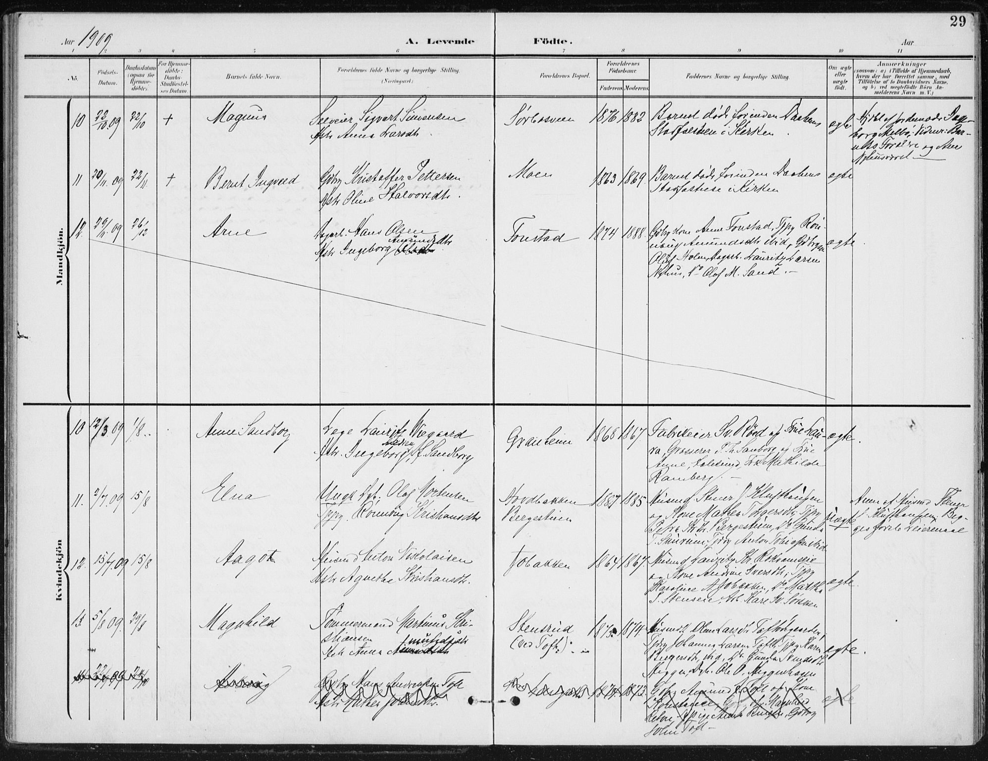 Østre Gausdal prestekontor, SAH/PREST-092/H/Ha/Haa/L0005: Ministerialbok nr. 5, 1902-1920, s. 29