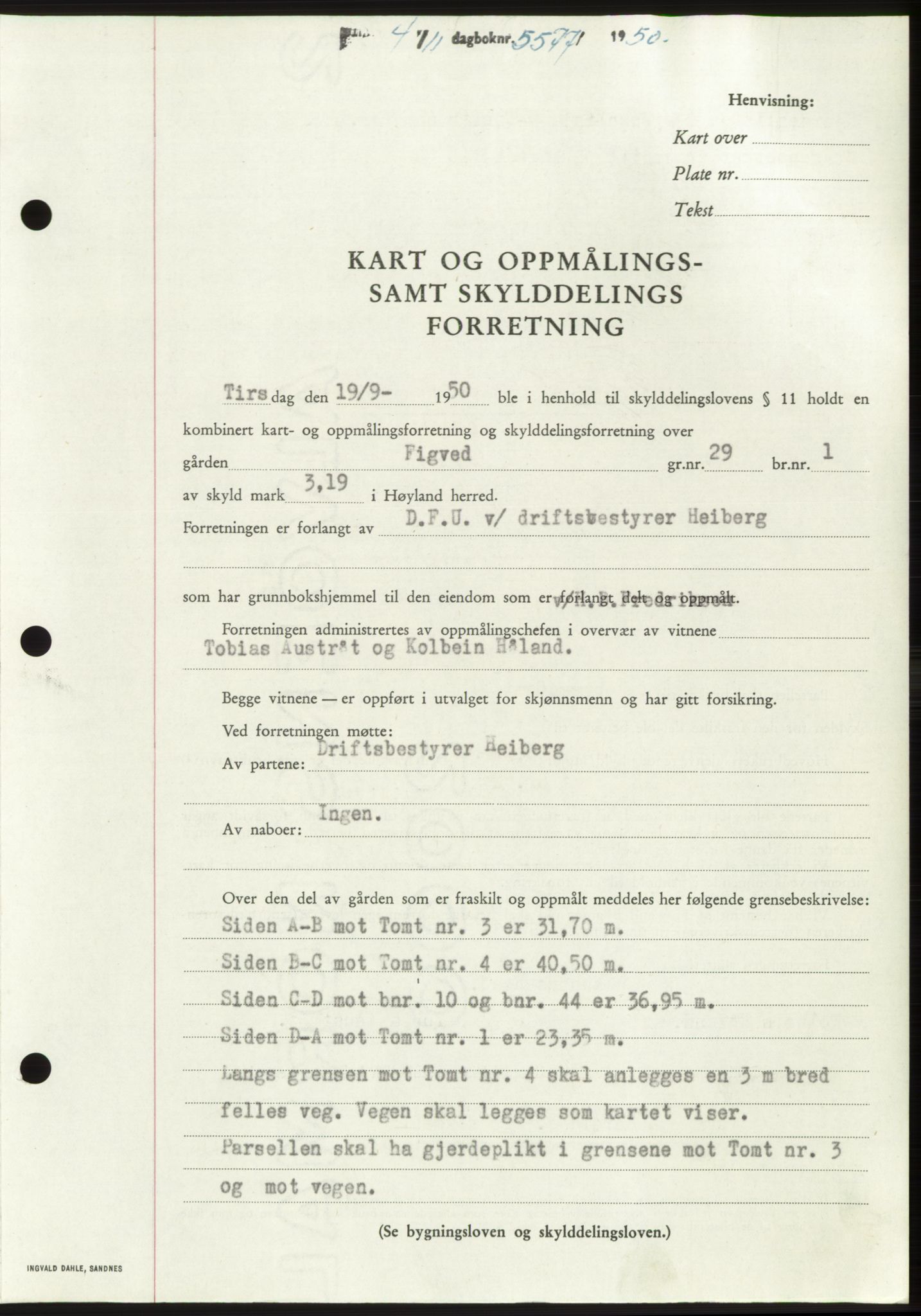 Jæren sorenskriveri, SAST/A-100310/03/G/Gba/L0110: Pantebok, 1950-1950, Dagboknr: 5577/1950