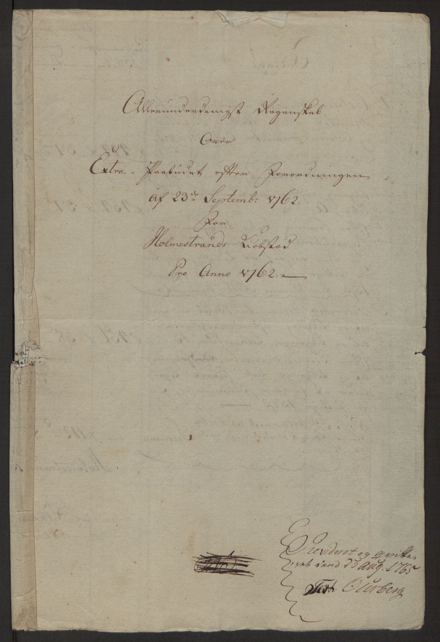 Rentekammeret inntil 1814, Reviderte regnskaper, Byregnskaper, AV/RA-EA-4066/R/Rh/L0163/0001: [H4] Kontribusjonsregnskap / Ekstraskatt, Holmestrand, 1762-1772, s. 4