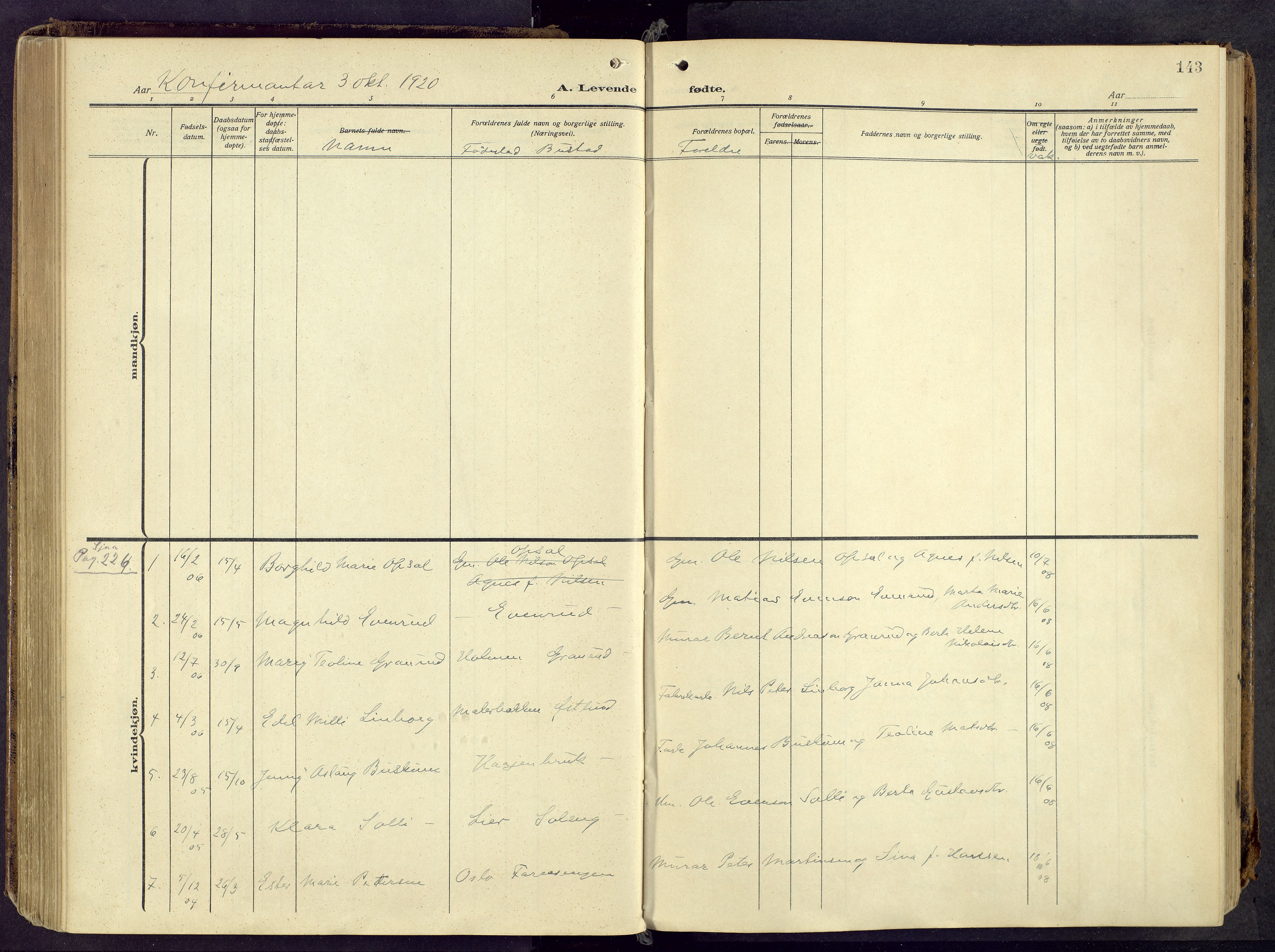 Østre Toten prestekontor, AV/SAH-PREST-104/H/Ha/Haa/L0010: Ministerialbok nr. 10, 1910-1920, s. 143