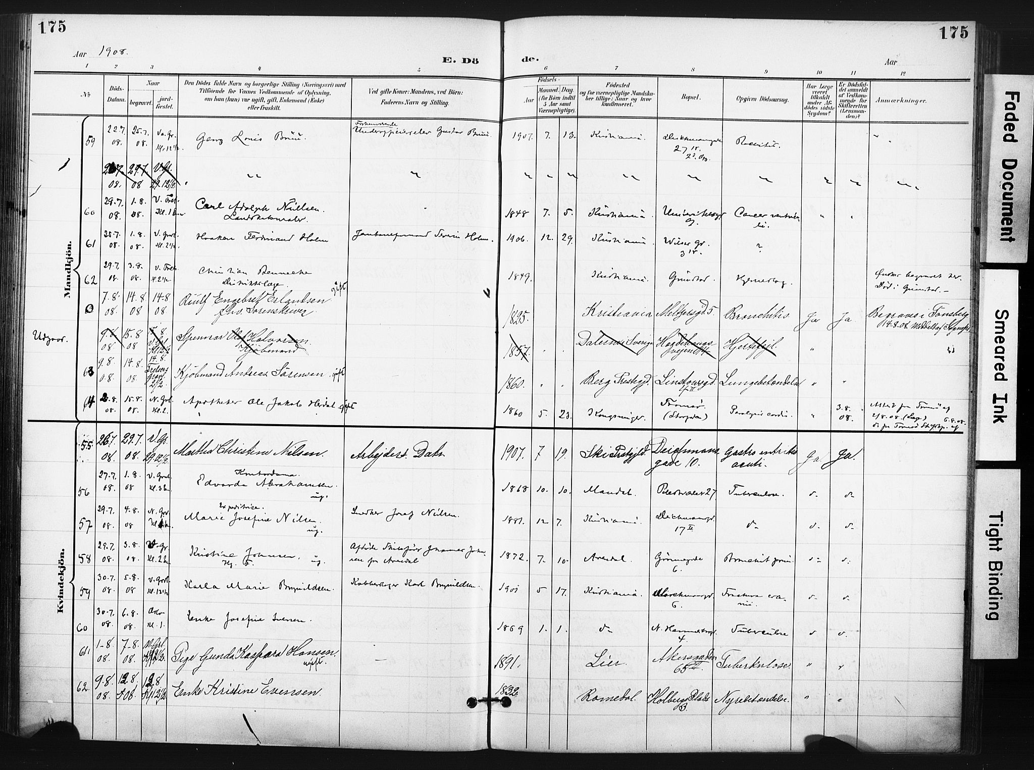 Trefoldighet prestekontor Kirkebøker, AV/SAO-A-10882/F/Fd/L0004: Ministerialbok nr. IV 4, 1897-1912, s. 175