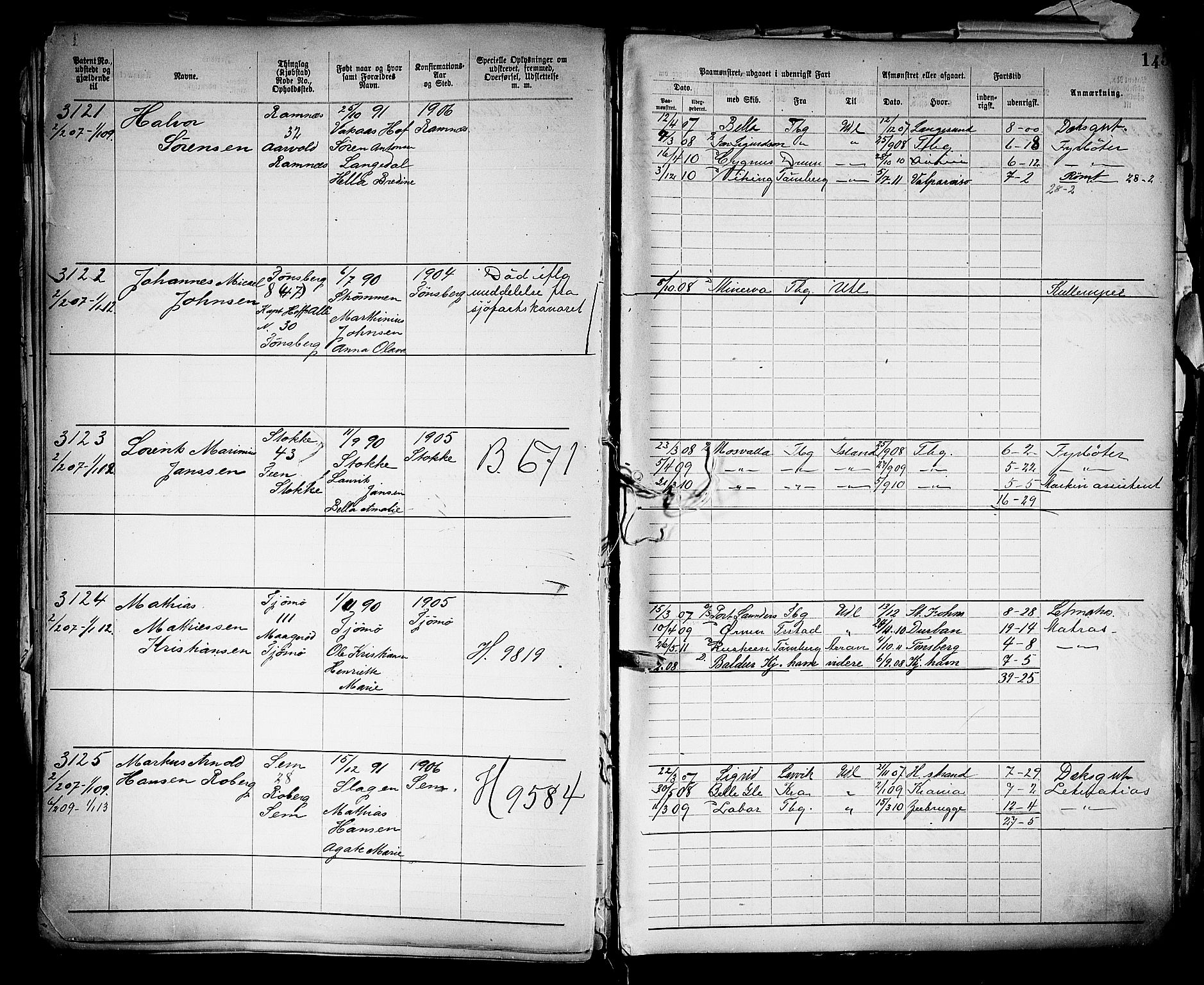 Tønsberg innrulleringskontor, SAKO/A-786/F/Fb/L0005: Annotasjonsrulle Patent nr. 2401-4080, 1904-1910, s. 149