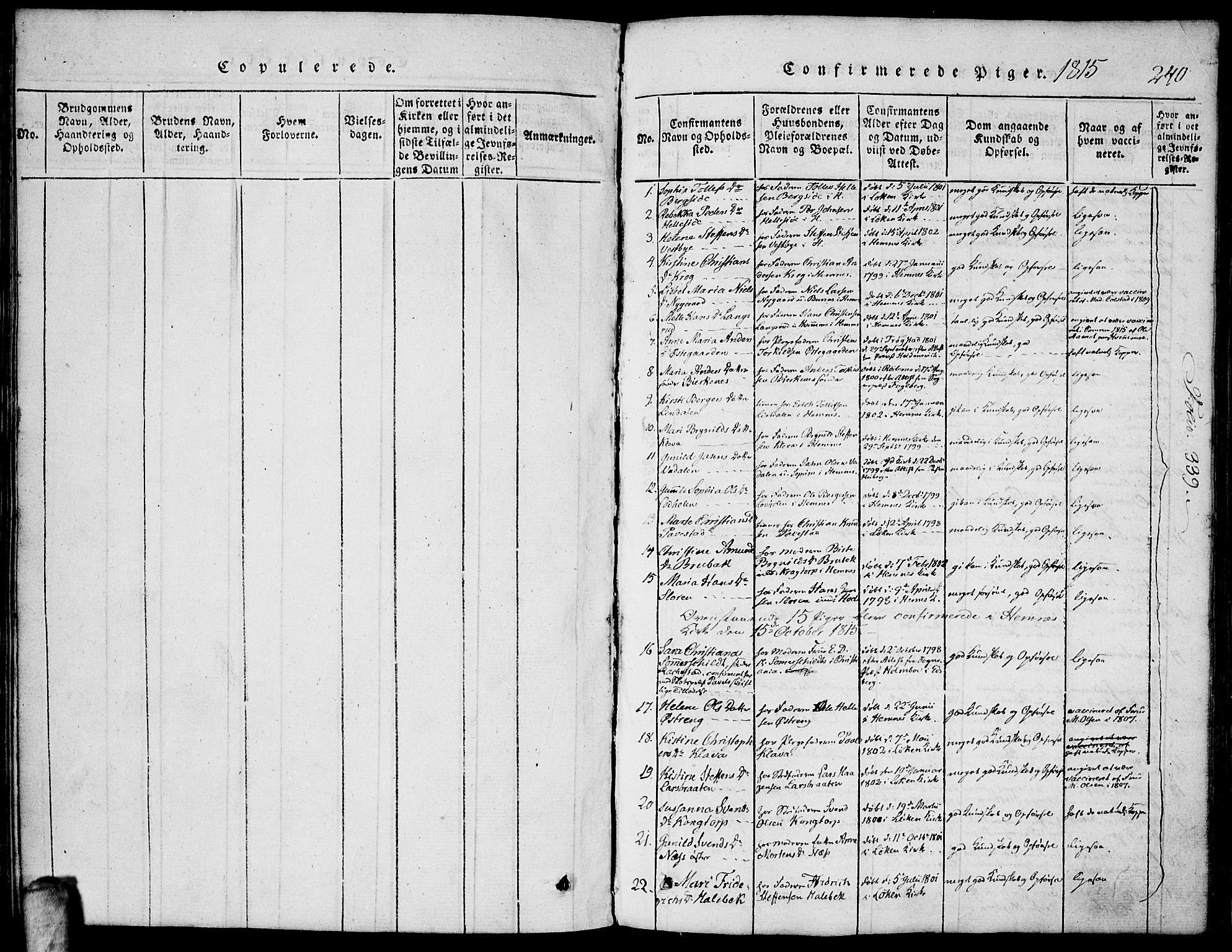 Høland prestekontor Kirkebøker, AV/SAO-A-10346a/F/Fa/L0007: Ministerialbok nr. I 7, 1814-1827, s. 240