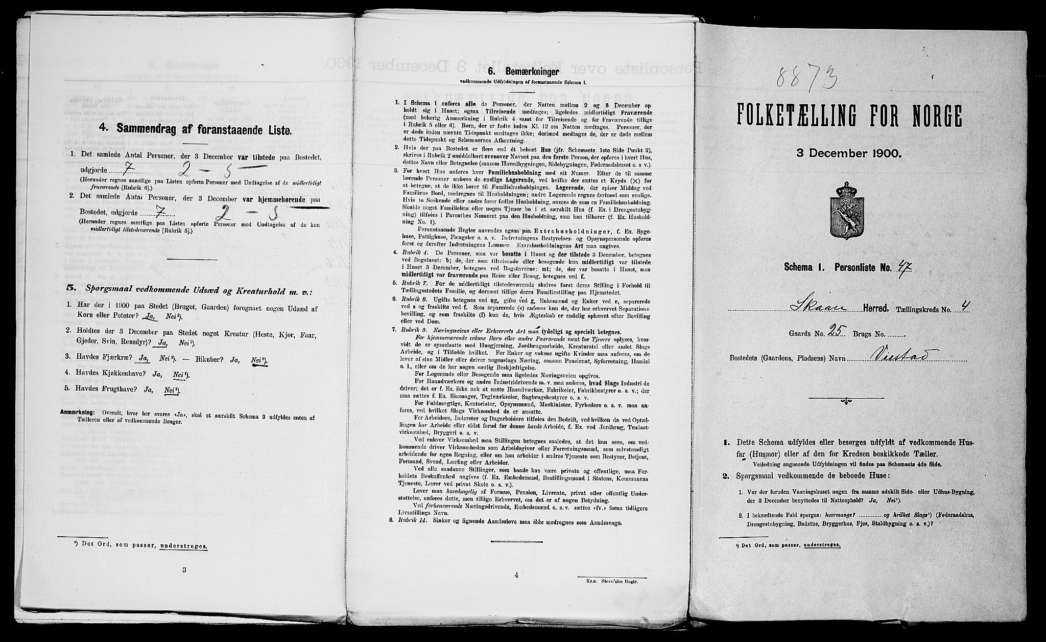 SAST, Folketelling 1900 for 1153 Skåre herred, 1900, s. 485