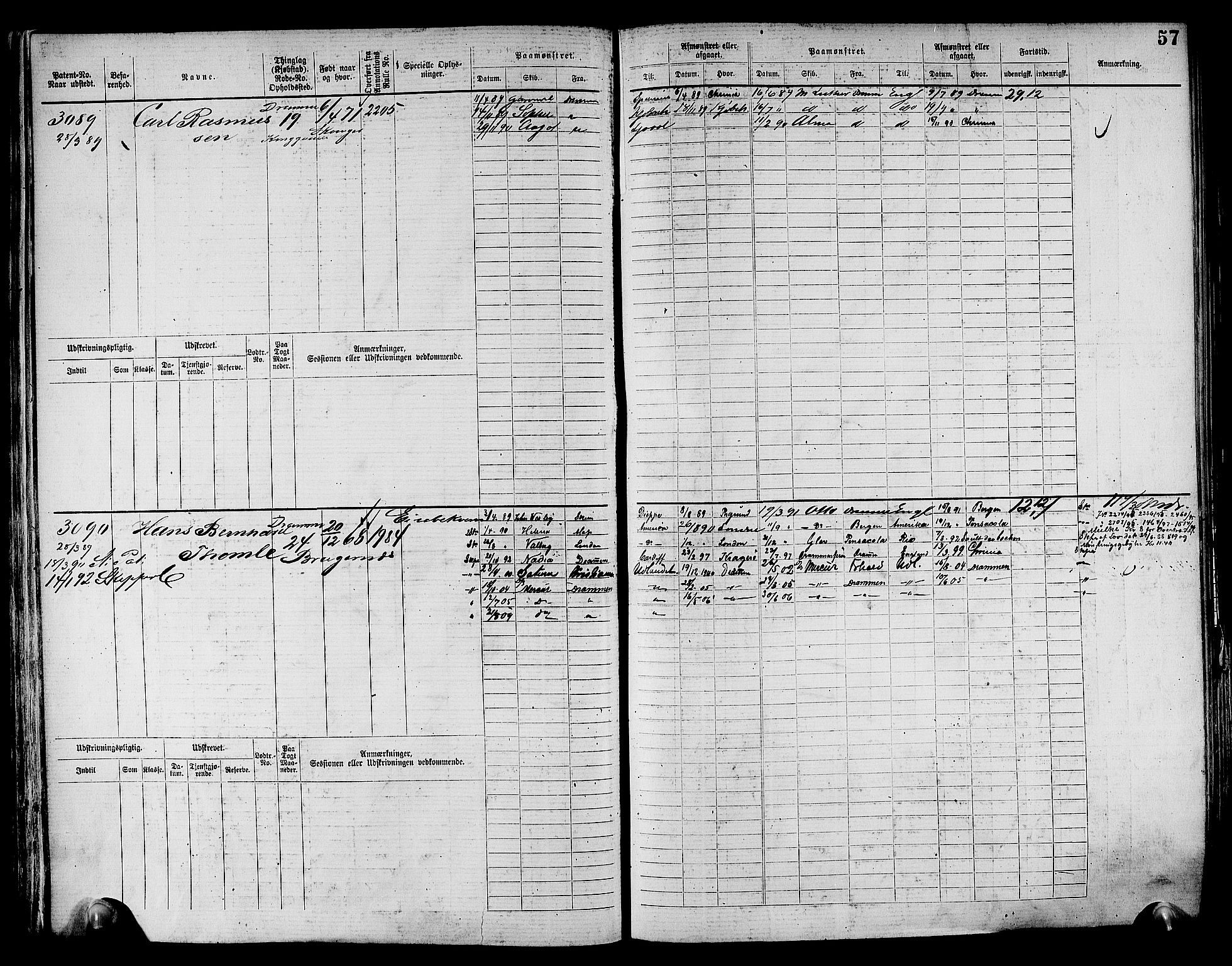 Drammen innrulleringsdistrikt, AV/SAKO-A-781/F/Fc/L0004: Hovedrulle, 1885, s. 60