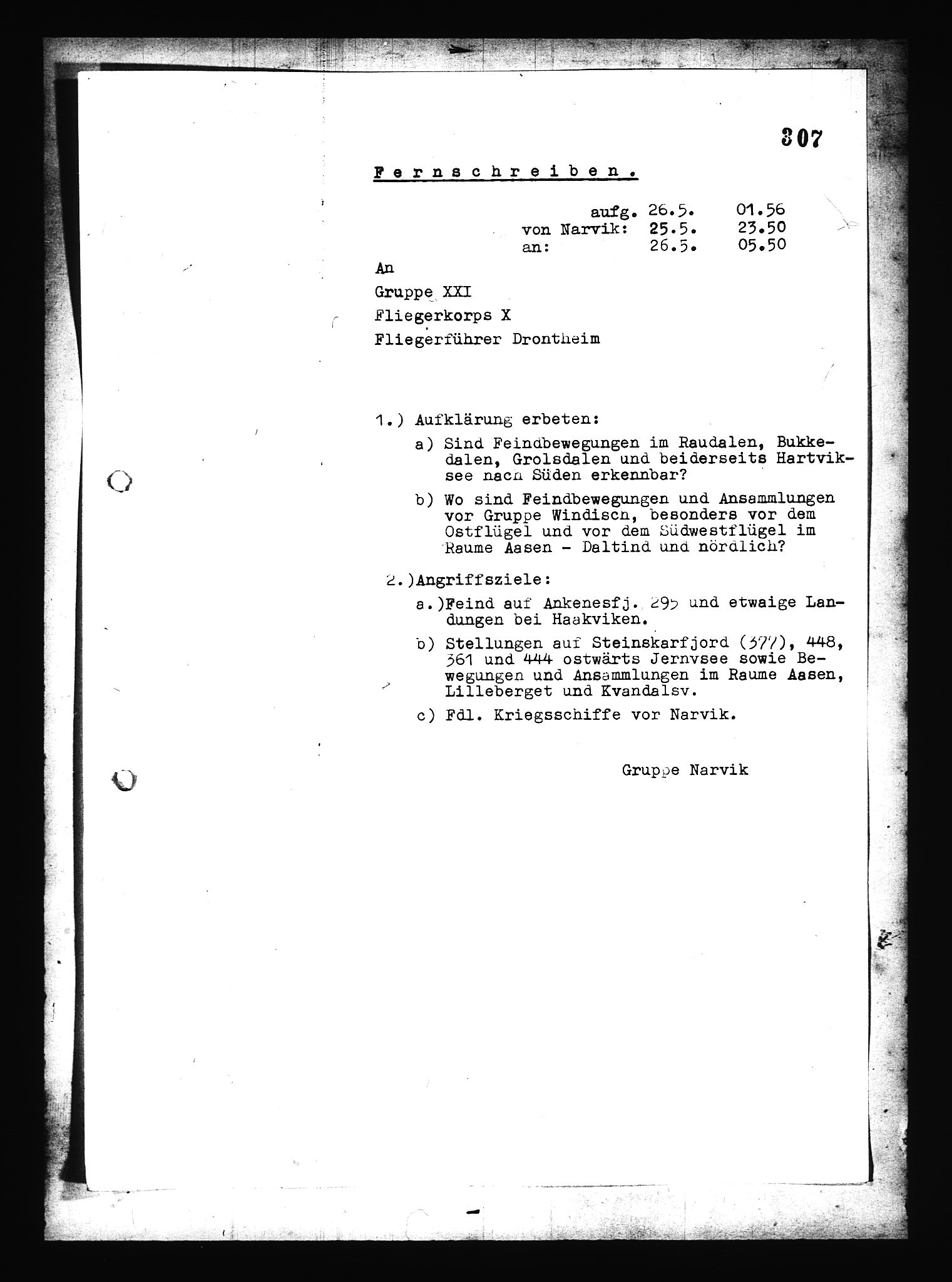 Documents Section, AV/RA-RAFA-2200/V/L0079: Amerikansk mikrofilm "Captured German Documents".
Box No. 718.  FKA jnr. 601/1954., 1940, s. 7