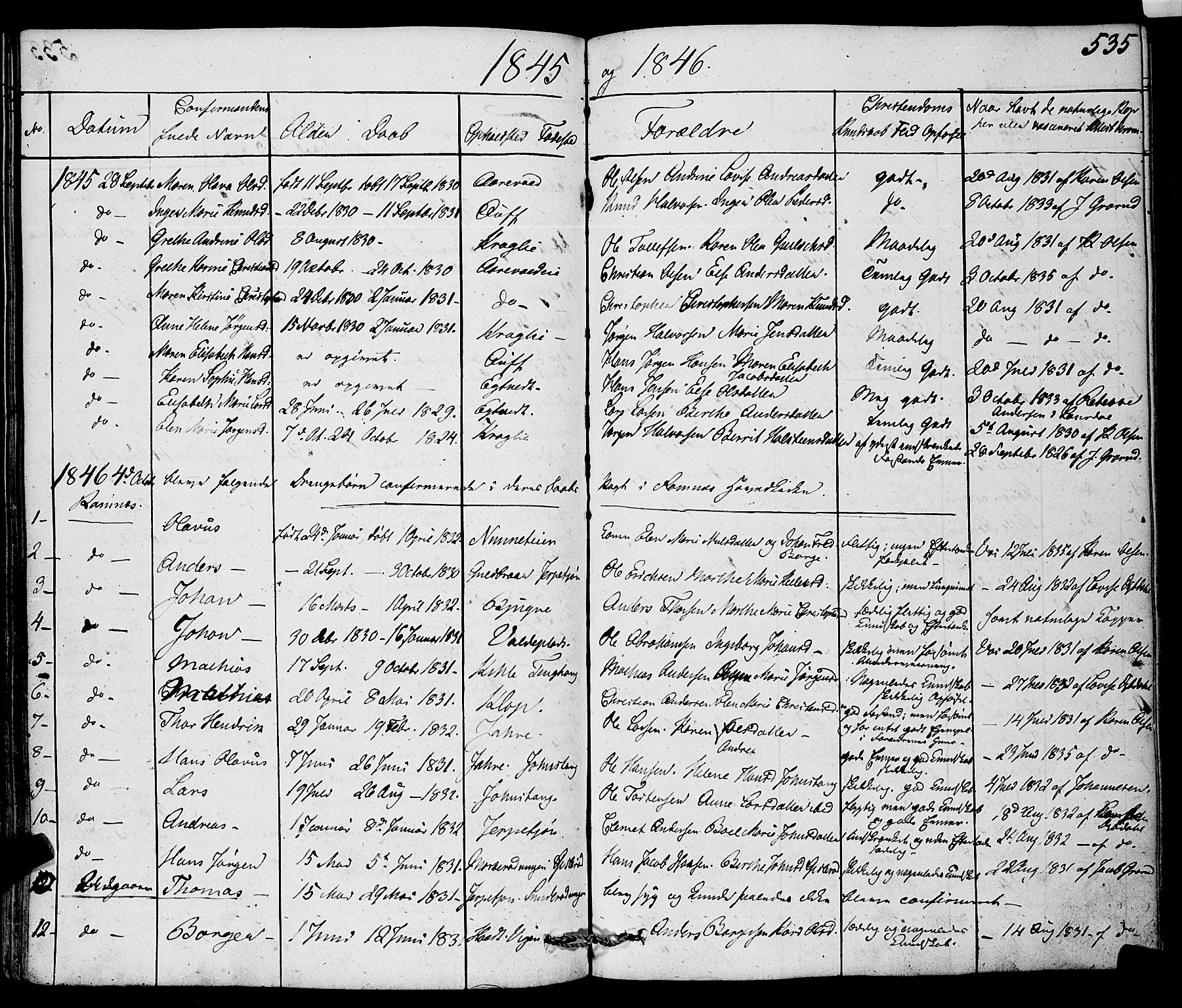 Ramnes kirkebøker, SAKO/A-314/F/Fa/L0005: Ministerialbok nr. I 5, 1841-1861, s. 534-535