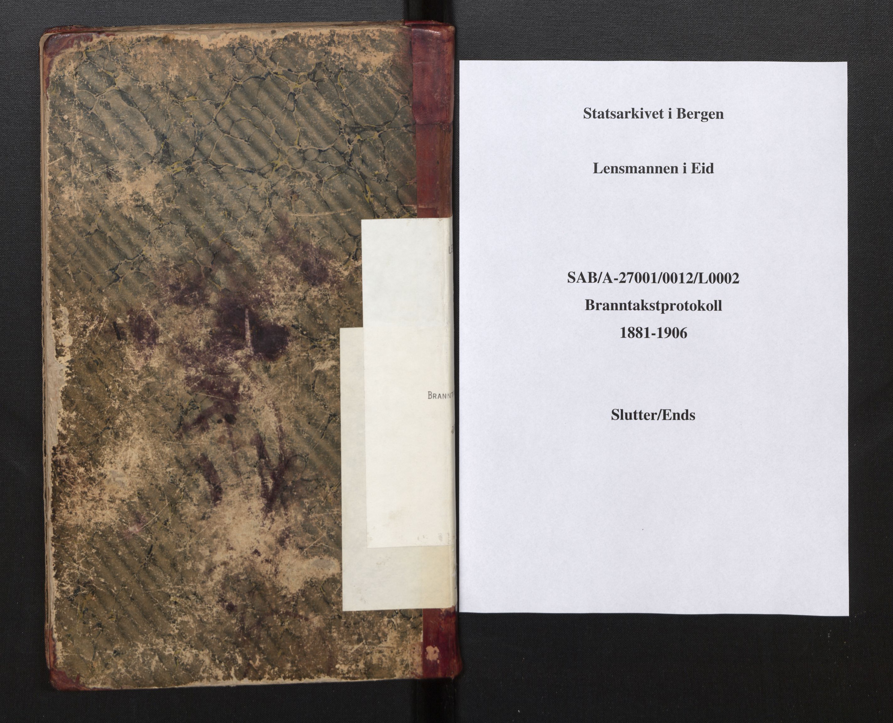 Lensmannen i Eid, SAB/A-27001/0012/L0002: Branntakstprotokoll, 1881-1906