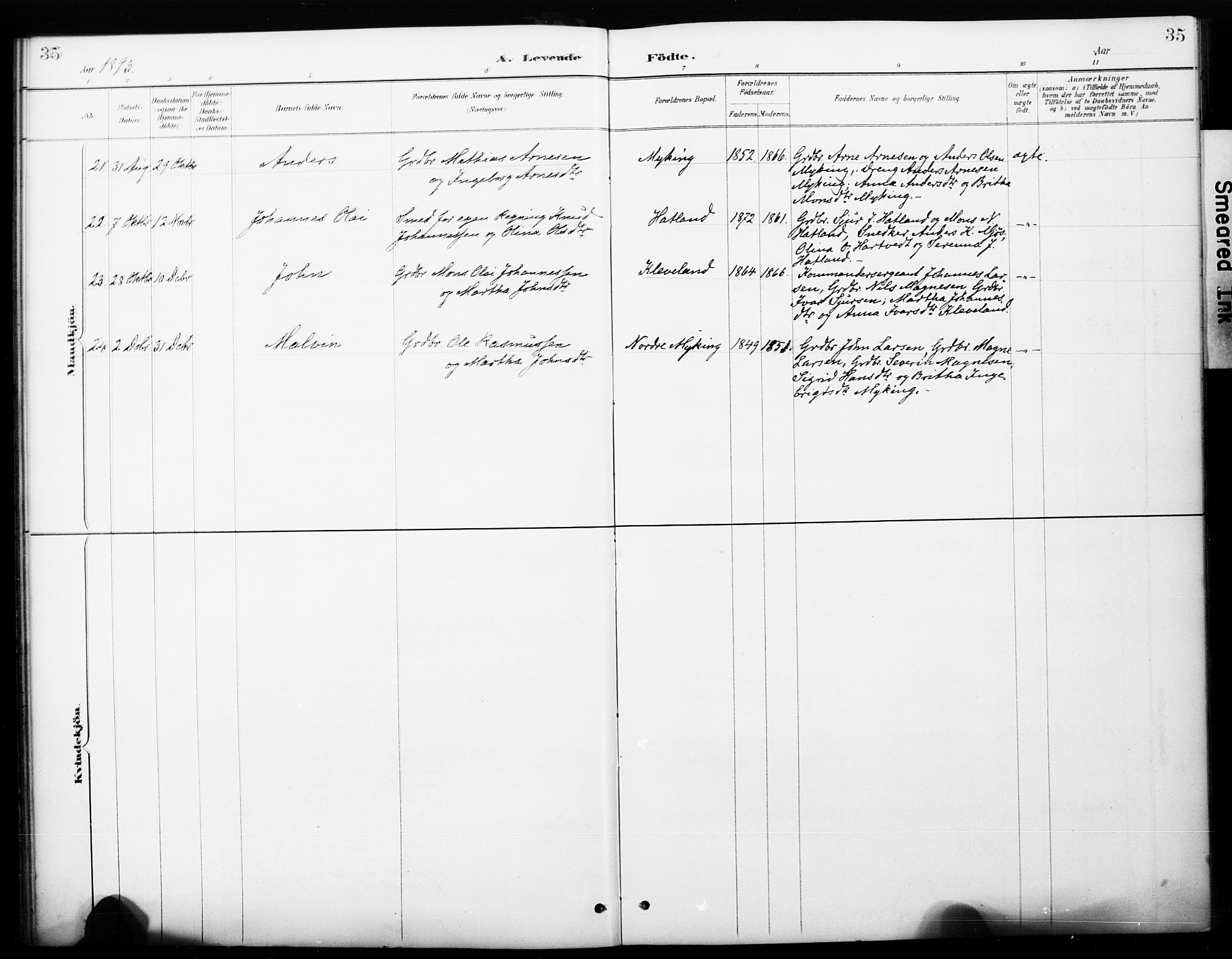 Haus sokneprestembete, AV/SAB-A-75601/H/Haa: Ministerialbok nr. C 1, 1887-1899, s. 35