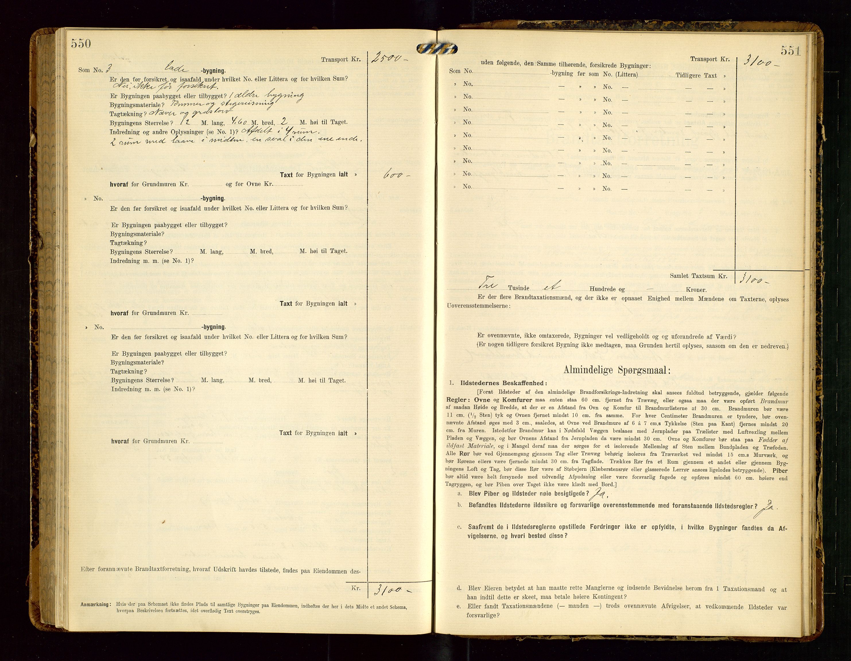 Lund lensmannskontor, SAST/A-100303/Gob/L0002: "Brandtakstprotokol", 1908-1918, s. 550-551