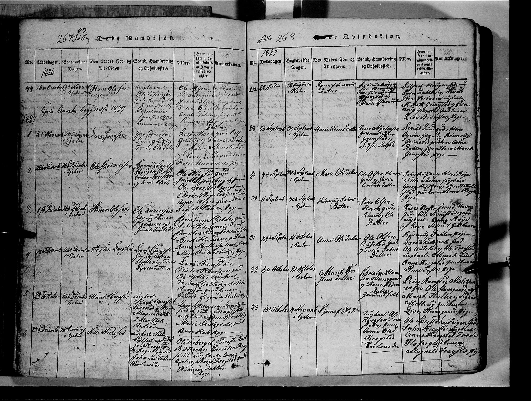 Lom prestekontor, AV/SAH-PREST-070/L/L0003: Klokkerbok nr. 3, 1815-1844, s. 267-268